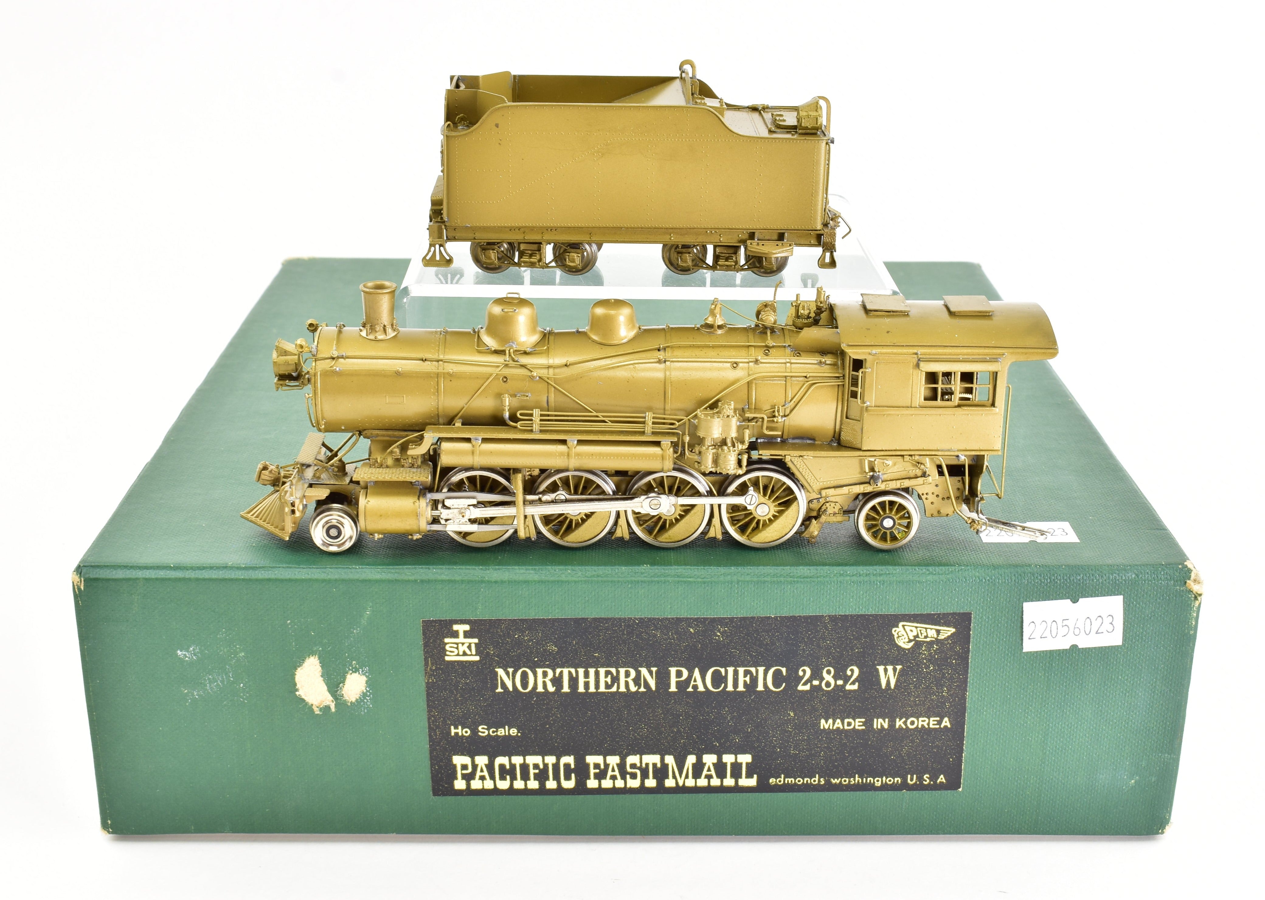 HO Scale Brass PFM - SKI Model Train: Northern Pacific Class W 2-8-2 Steam Locomotive with Wooden Pilot, Special Northern Pacific Version