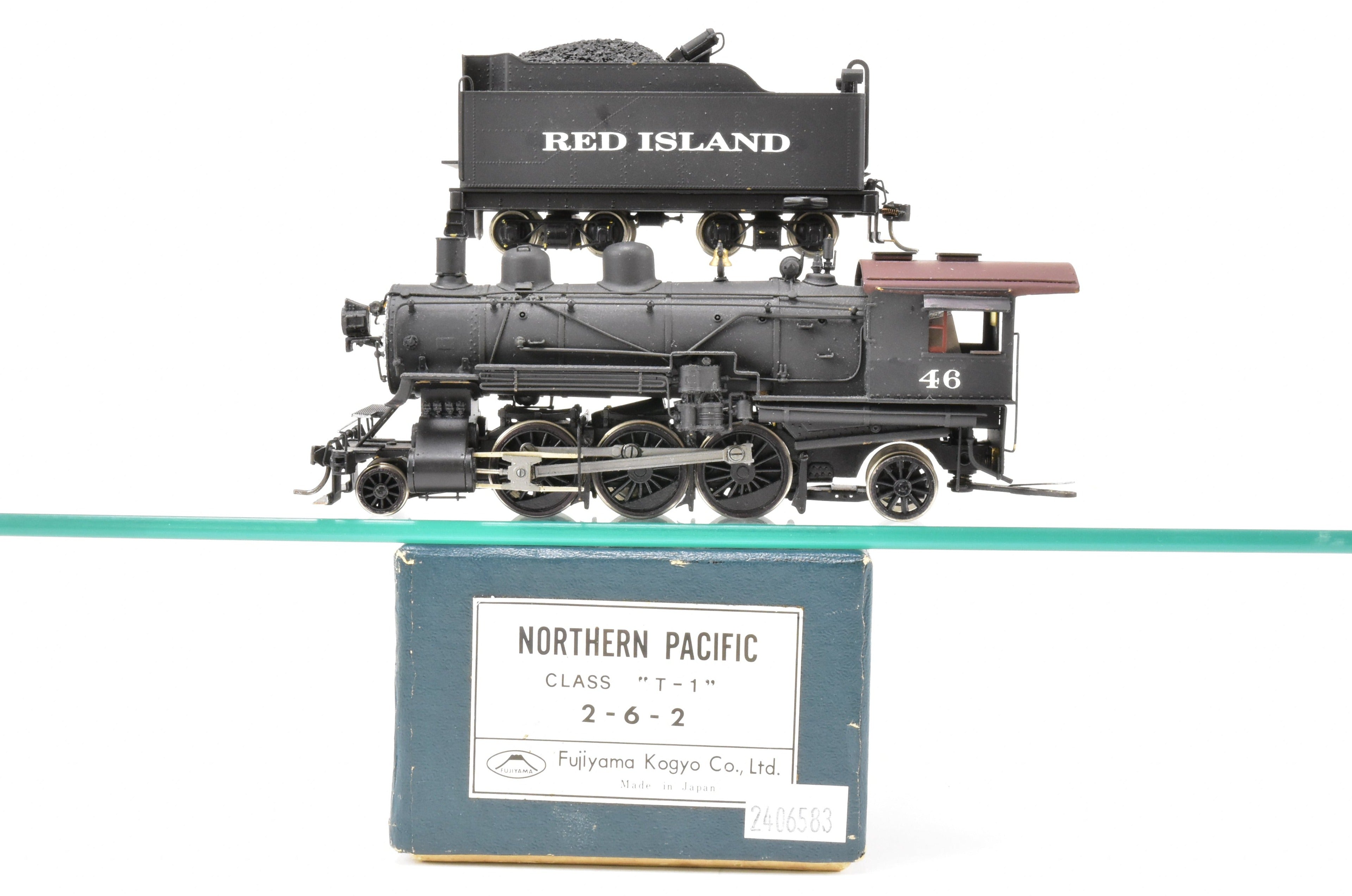HO Scale Brass PFM - Fujiyama Northern Pacific 2-6-2 Class T-1 Prairie Model Train with Custom 'Red Island 46' Painting