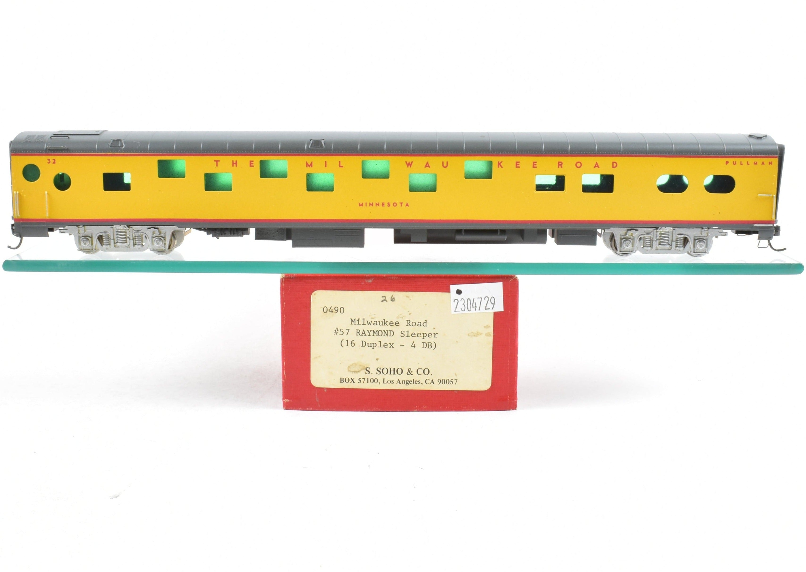 HO Custom Painted Brass Soho Milwaukee Road 16-Duplex-4DB Sleeper 'Minnesota'