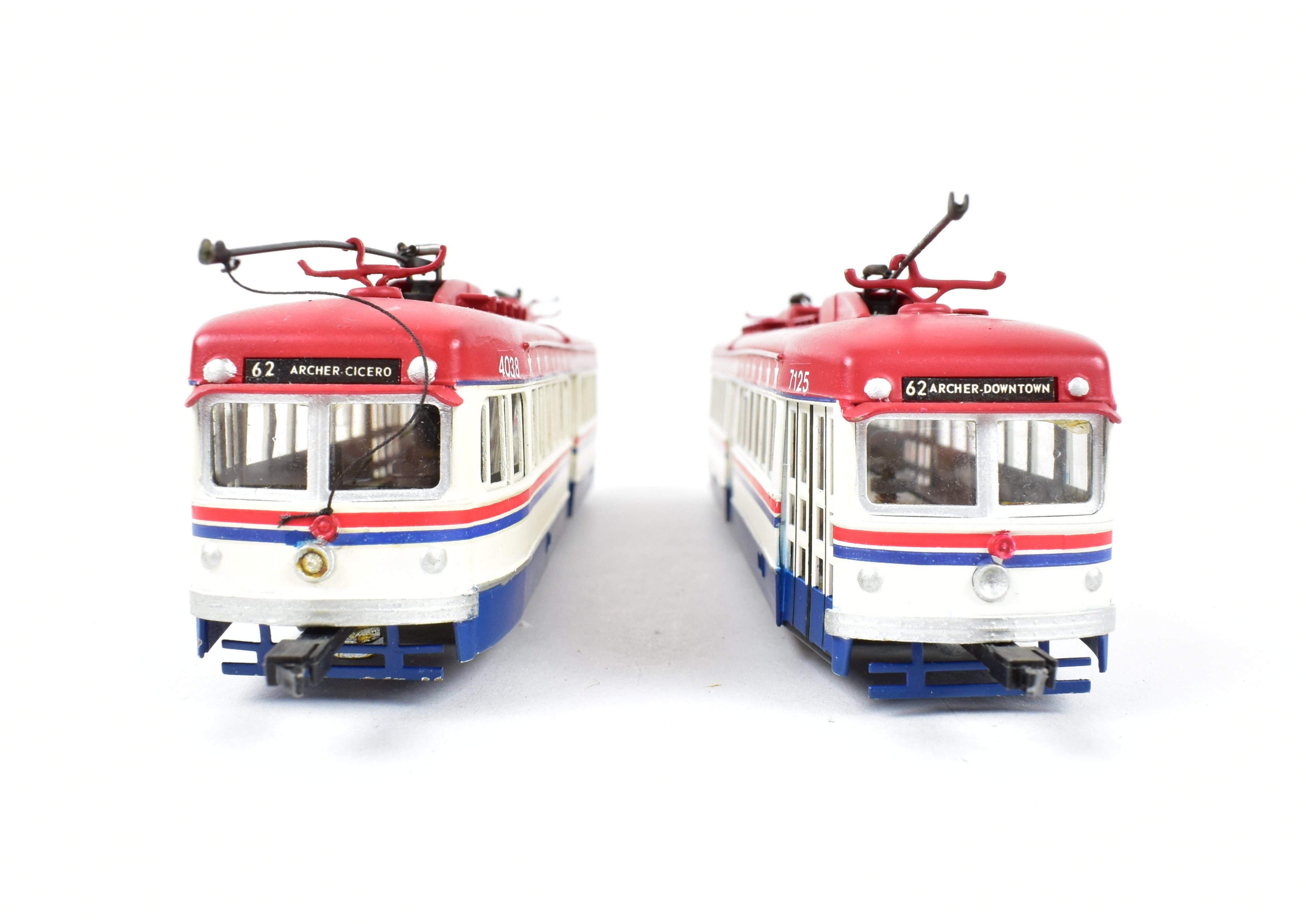 Custom Painted Bicentennial HO Brass Suydam Pacific Electric Double End PCC Car Pair in CTA Scheme