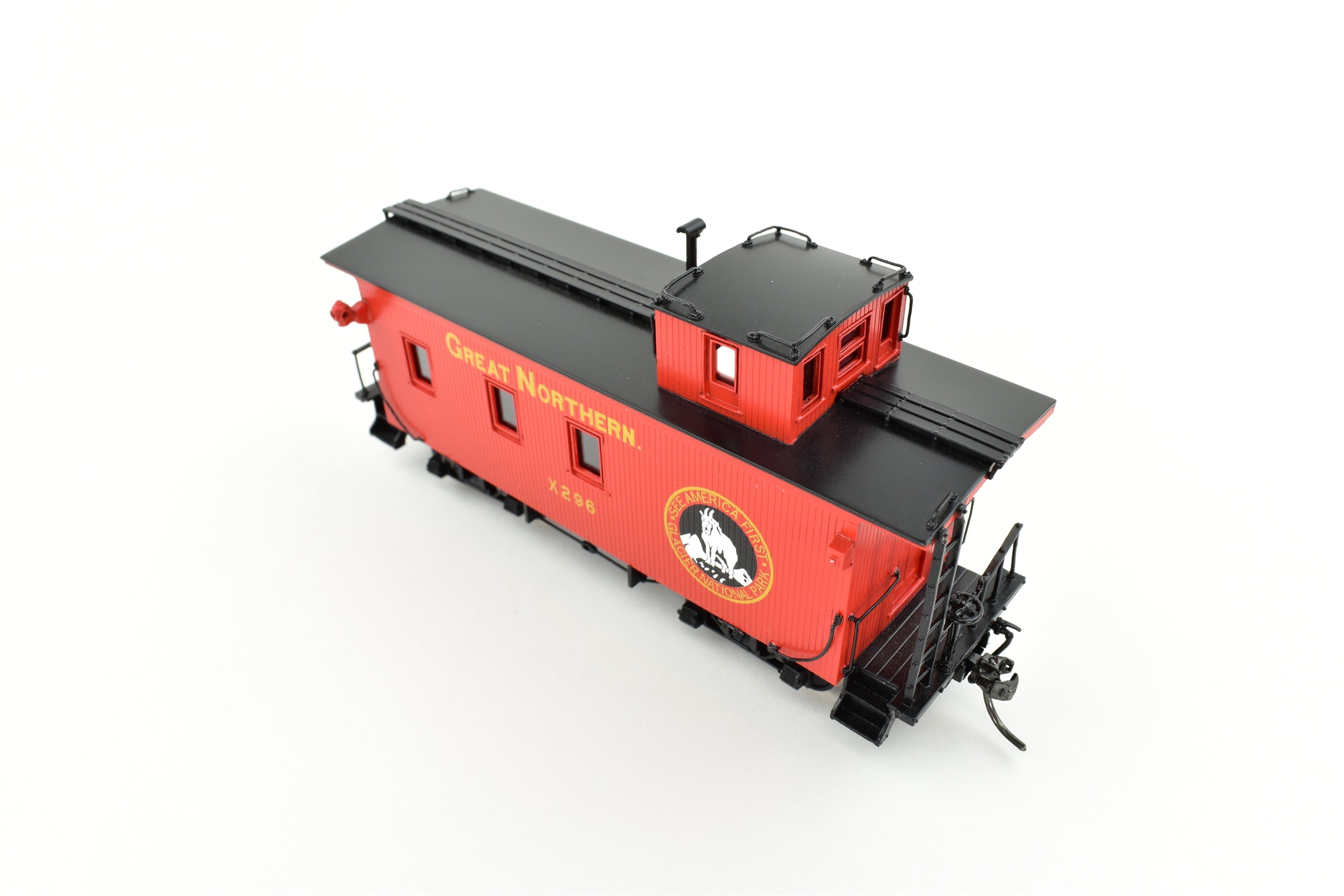 HO Scale Brass Model Train NBL - North Bank Line GN - Great Northern 25 - Foot Truss Rod Caboose FP Number X296
