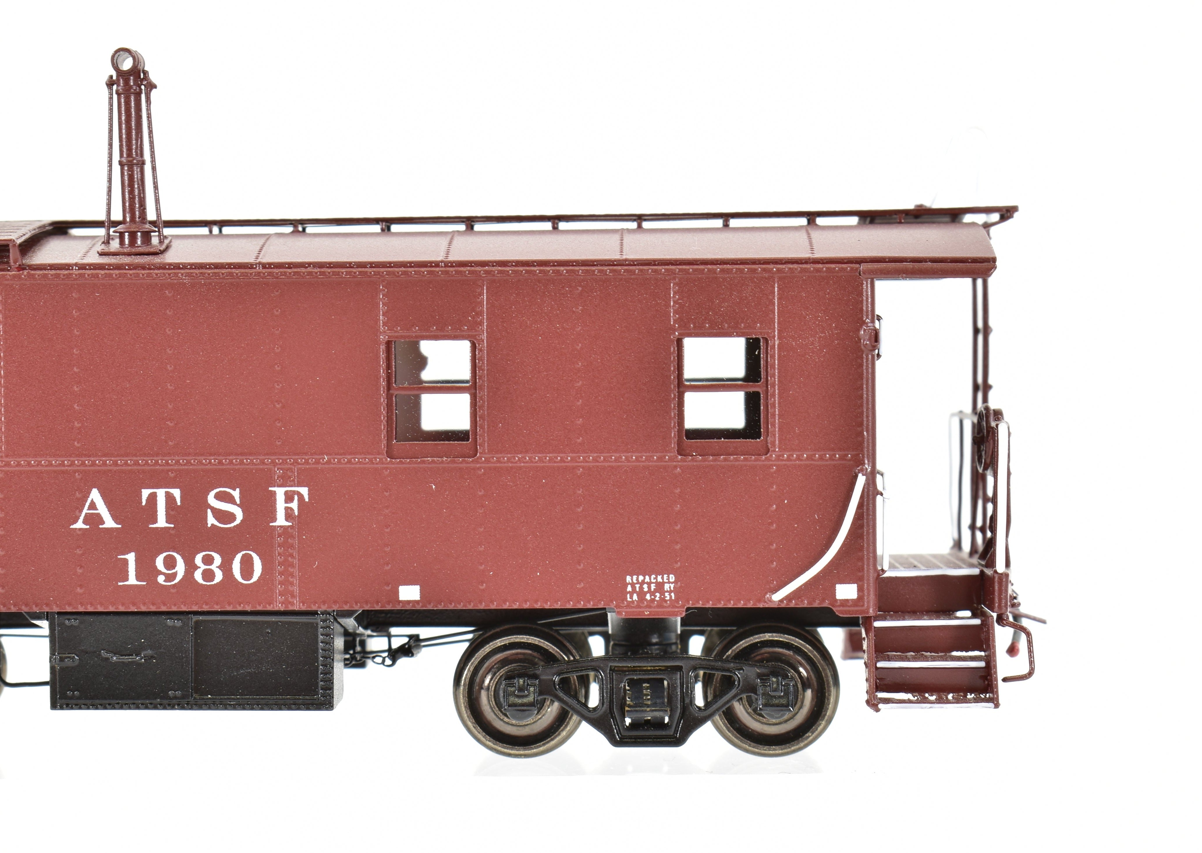 HO Scale Brass Model of Pecos River Brass ATSF - Santa Fe Rebuilt Factory - Painted Caboose