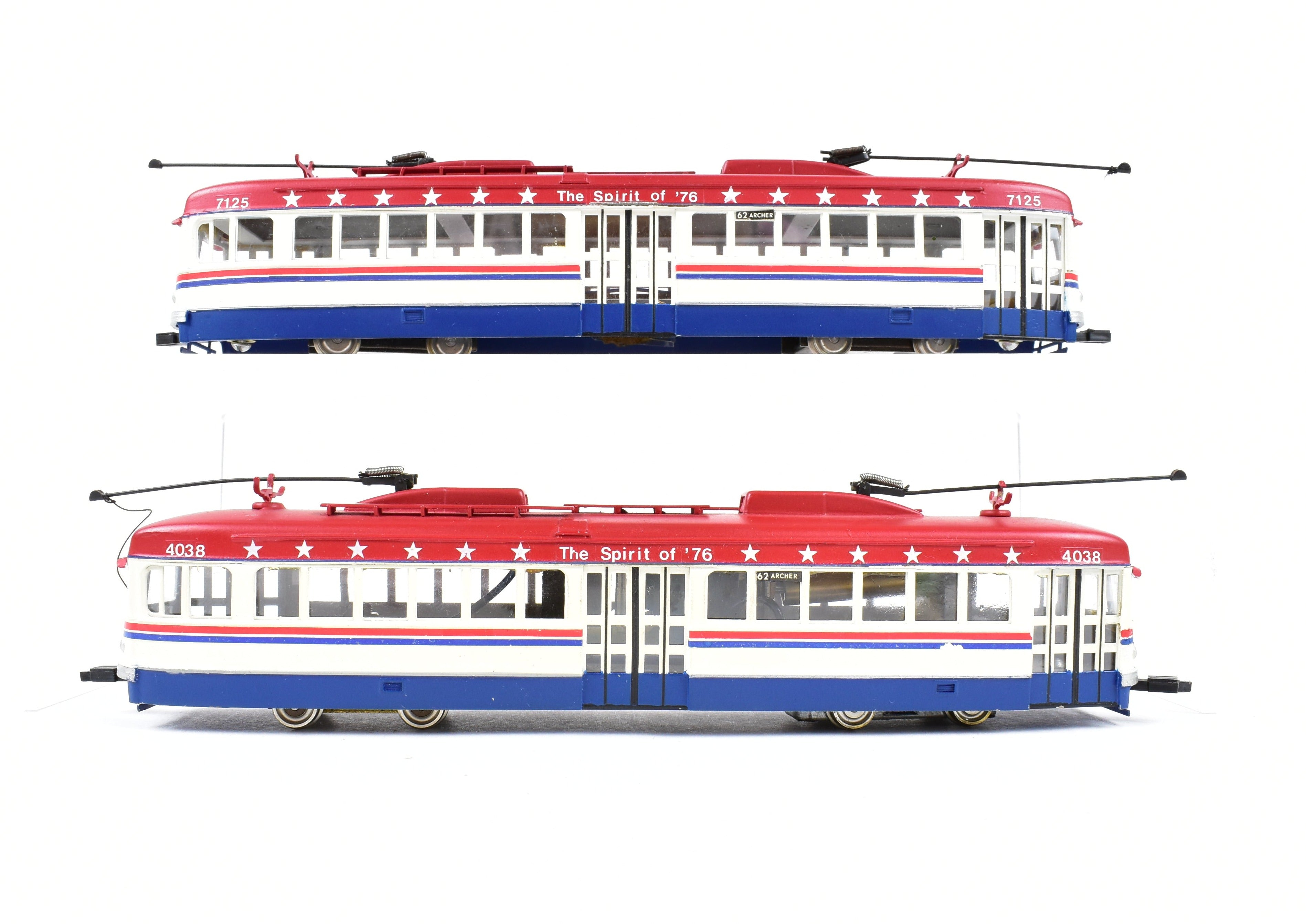 Custom Painted Bicentennial HO Brass Suydam Pacific Electric Double End PCC Car Pair in CTA Scheme