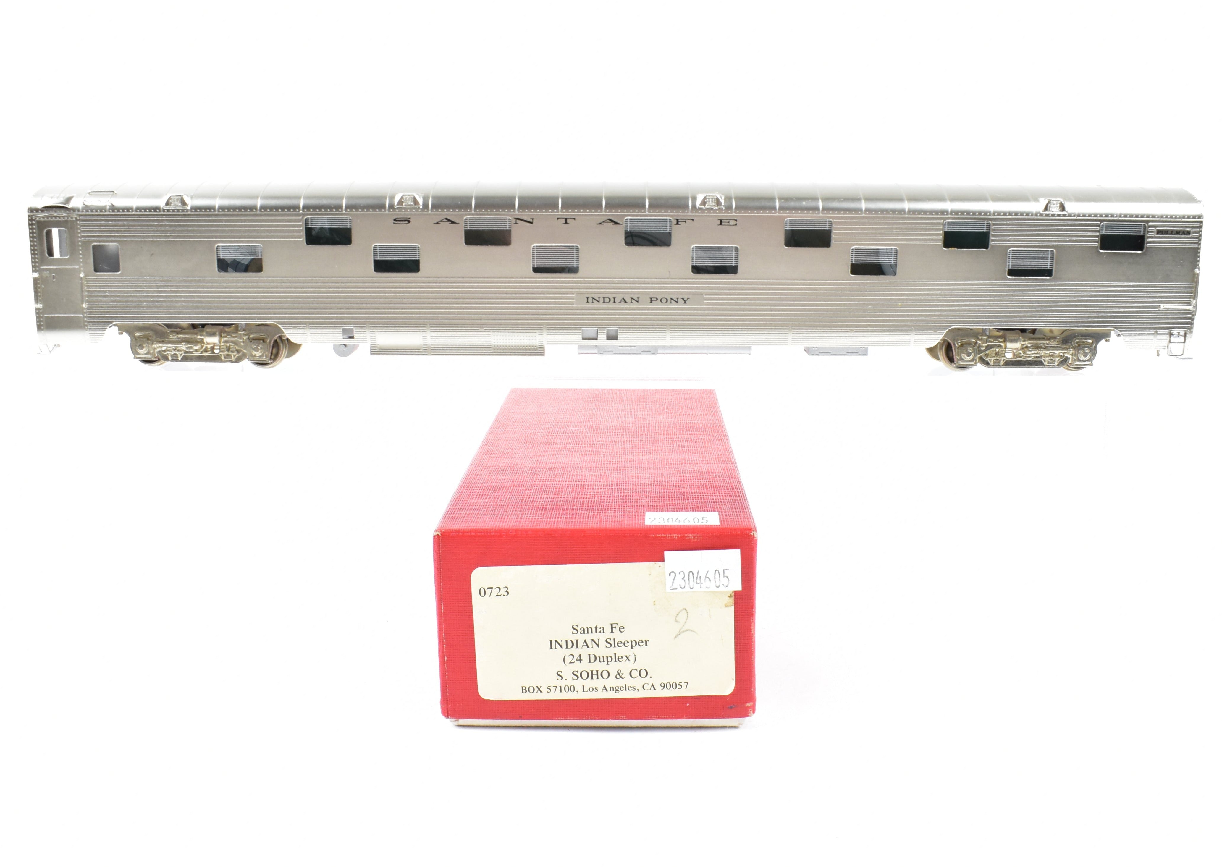 HO Scale Brass Soho ATSF - Santa Fe Indian Series 24 Duplex Sleeper Model with Custom Finished Indian Pony Design