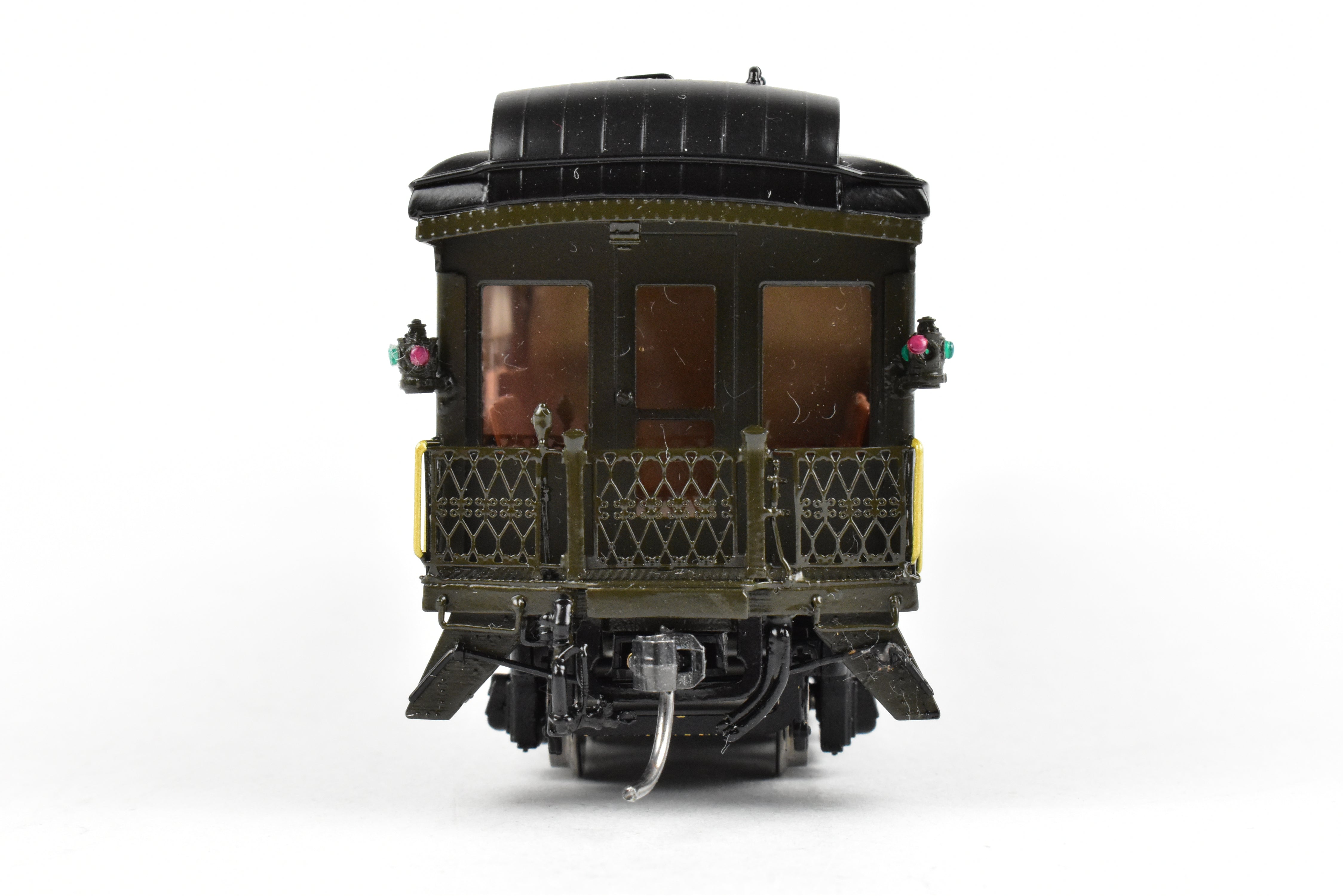 HO Scale Brass Model Train - North Bank Line (GN - Great Northern) A22 Business Car with Wood Sides in Pullman Green, Damaged - Sold As Is