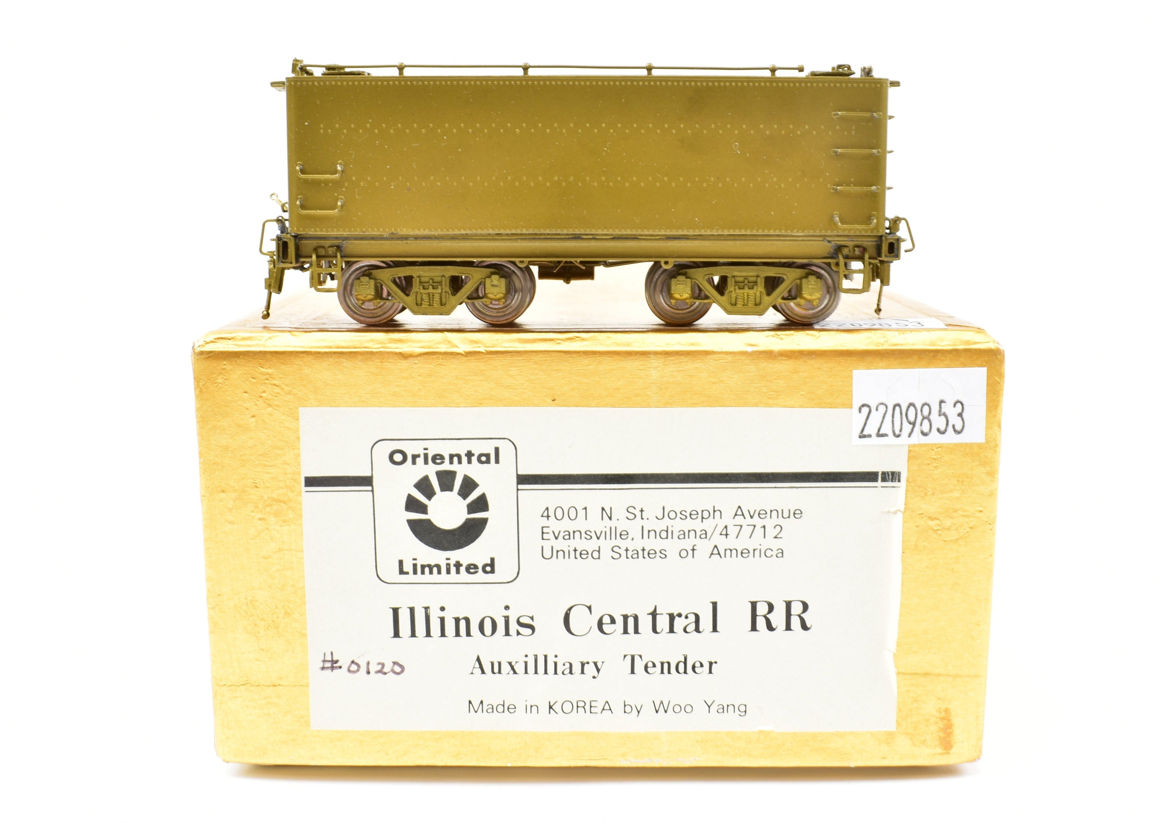 HO Brass Illinois Central Auxiliary Tender - Oriental Limited Model
