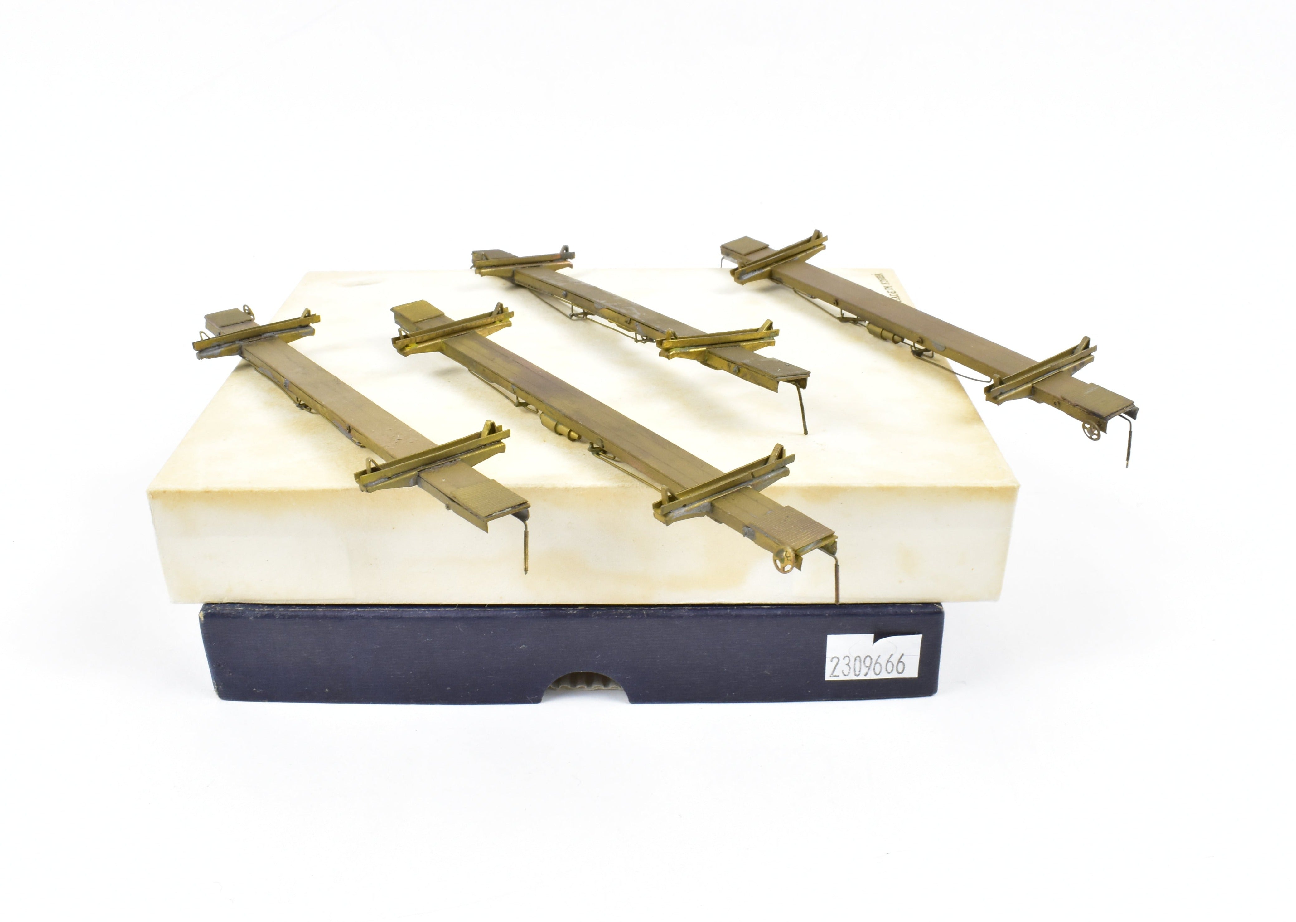 HO Scale Brass Model Train Set - Northwest Short Line Various Roads 43-Foot Skeleton Log Cars Four-Pack without Trucks