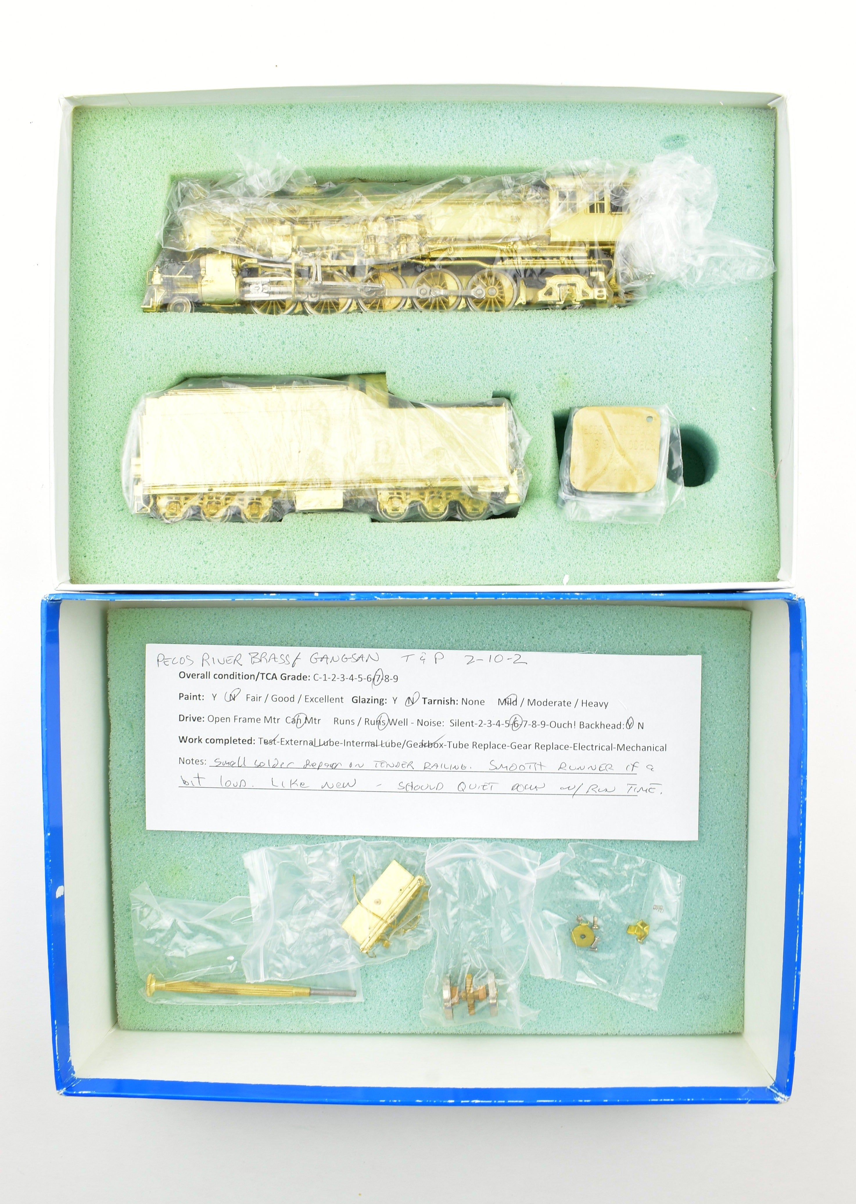 HO Scale Brass Model of Texas & Pacific Class G - 1b 2 - 10 - 2 Santa Fe Locomotive by Pecos River Brass