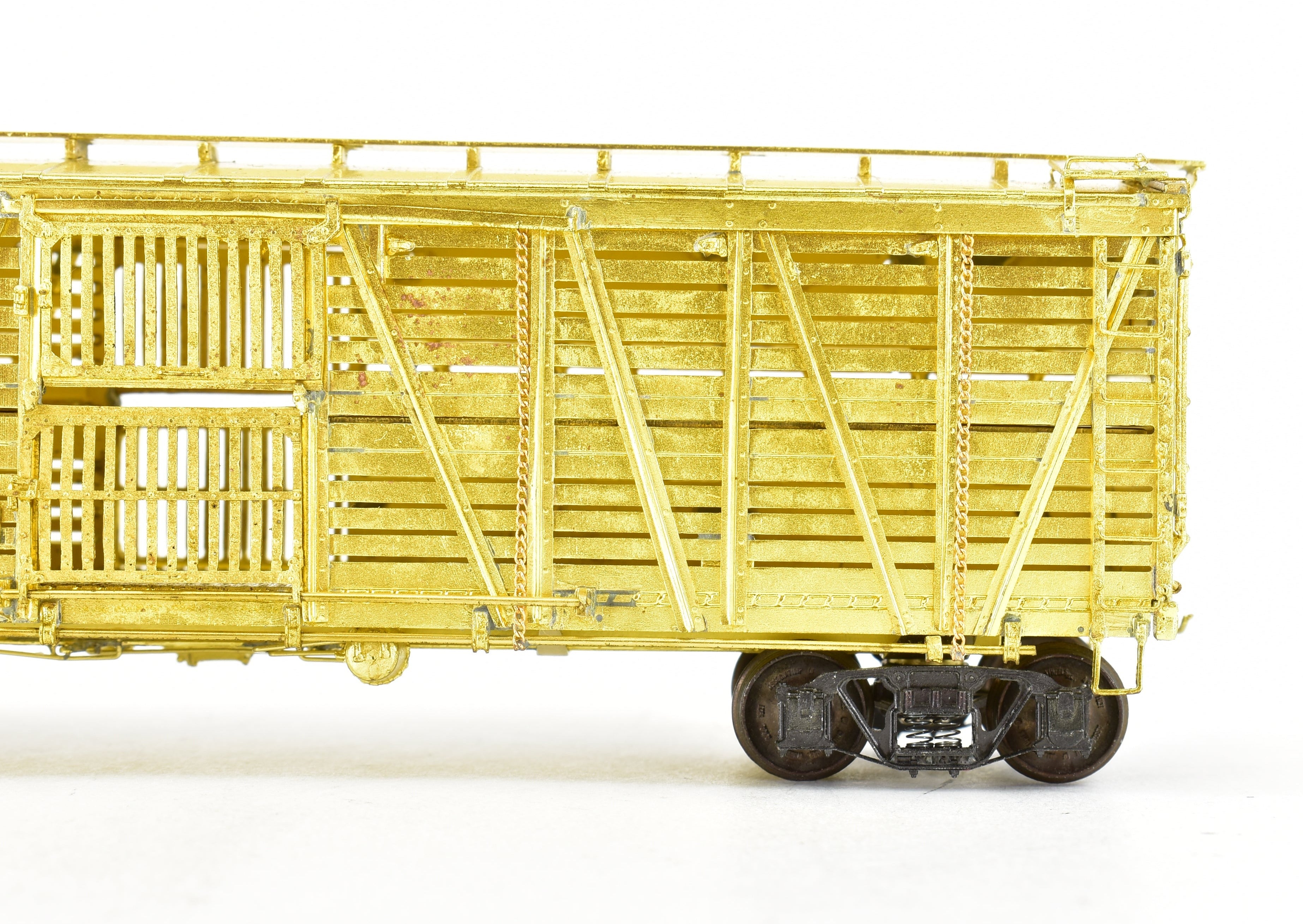 HO Scale Brass ATSF - Santa Fe Sk-Q Stock Car with Kadee Replacement Trucks