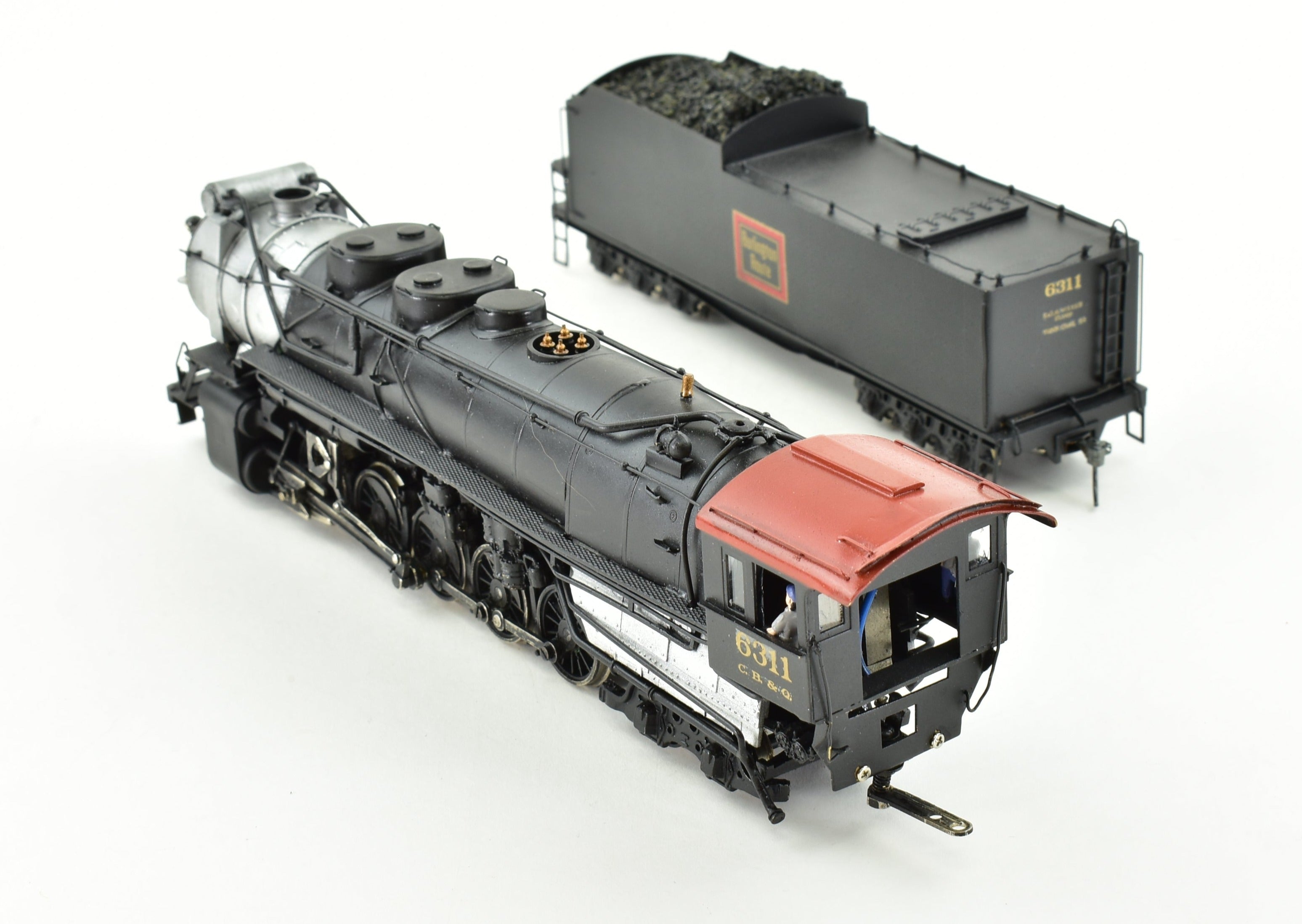 HO Scale Brass Nickel - Plated NPP CB&Q Burlington Route 2 - 10 - 4 Class M - 4 Custom Painted Locomotive