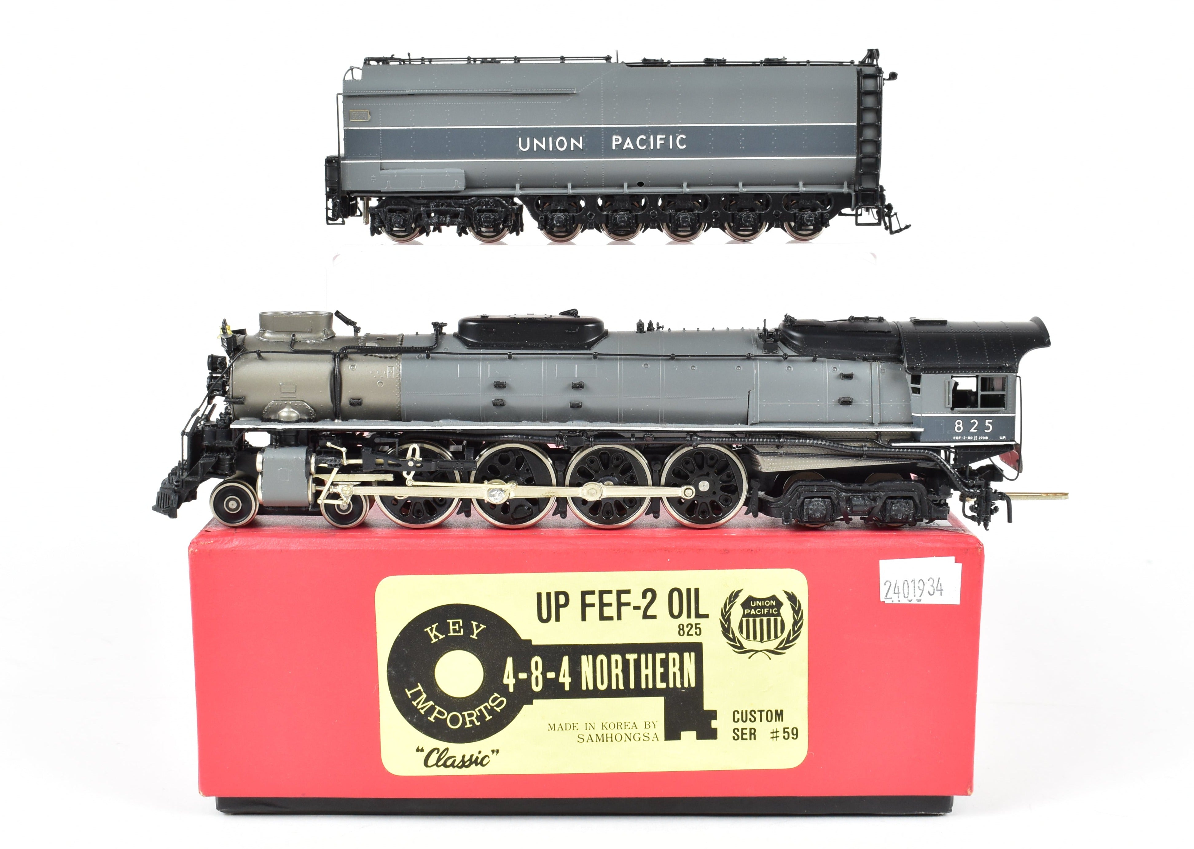 HO Brass Key Imports Union Pacific 4-8-4 FEF-2 Oil Version Grey No. 825 CS 59