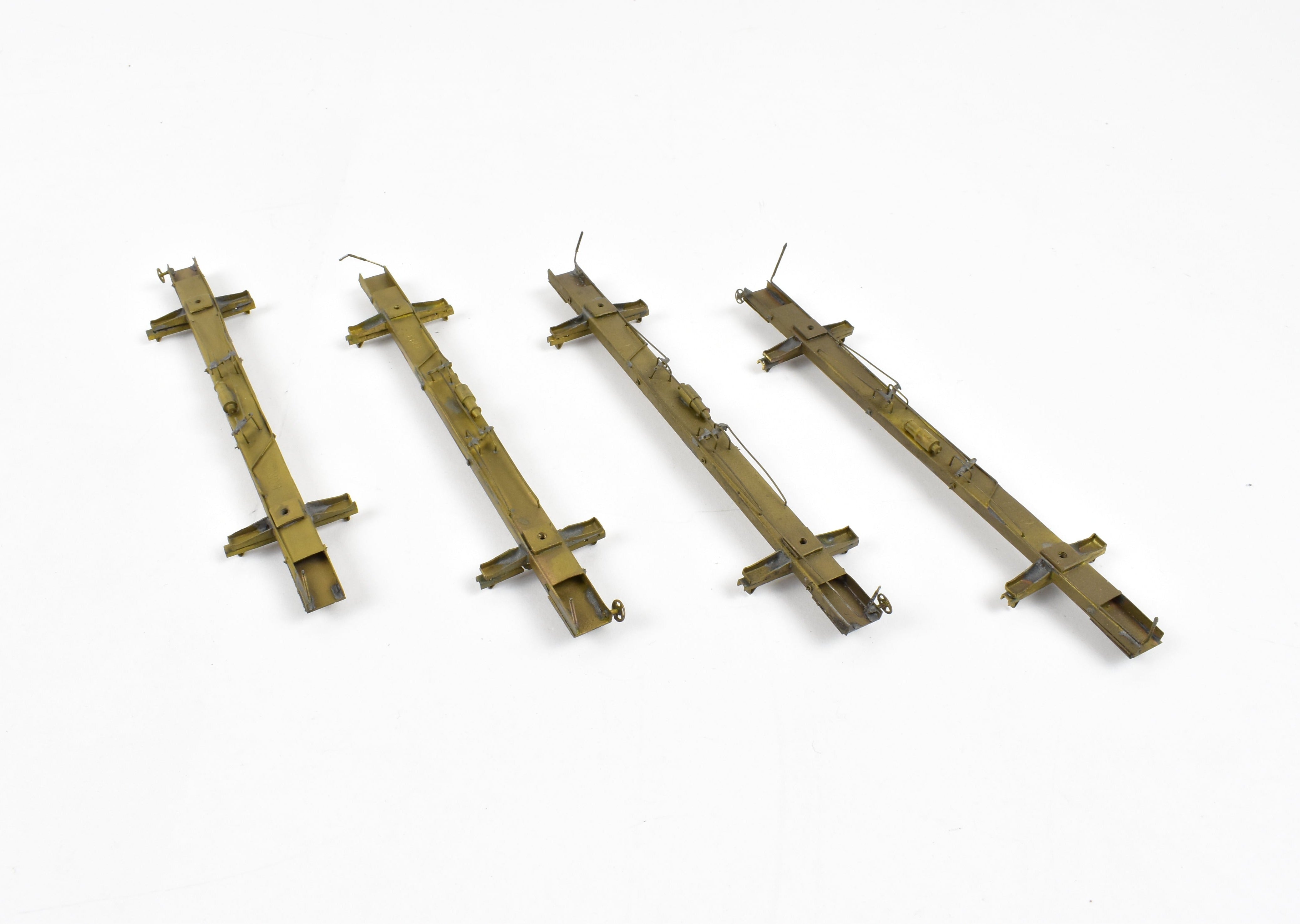 HO Scale Brass Model Train Set - Northwest Short Line Various Roads 43-Foot Skeleton Log Cars Four-Pack without Trucks