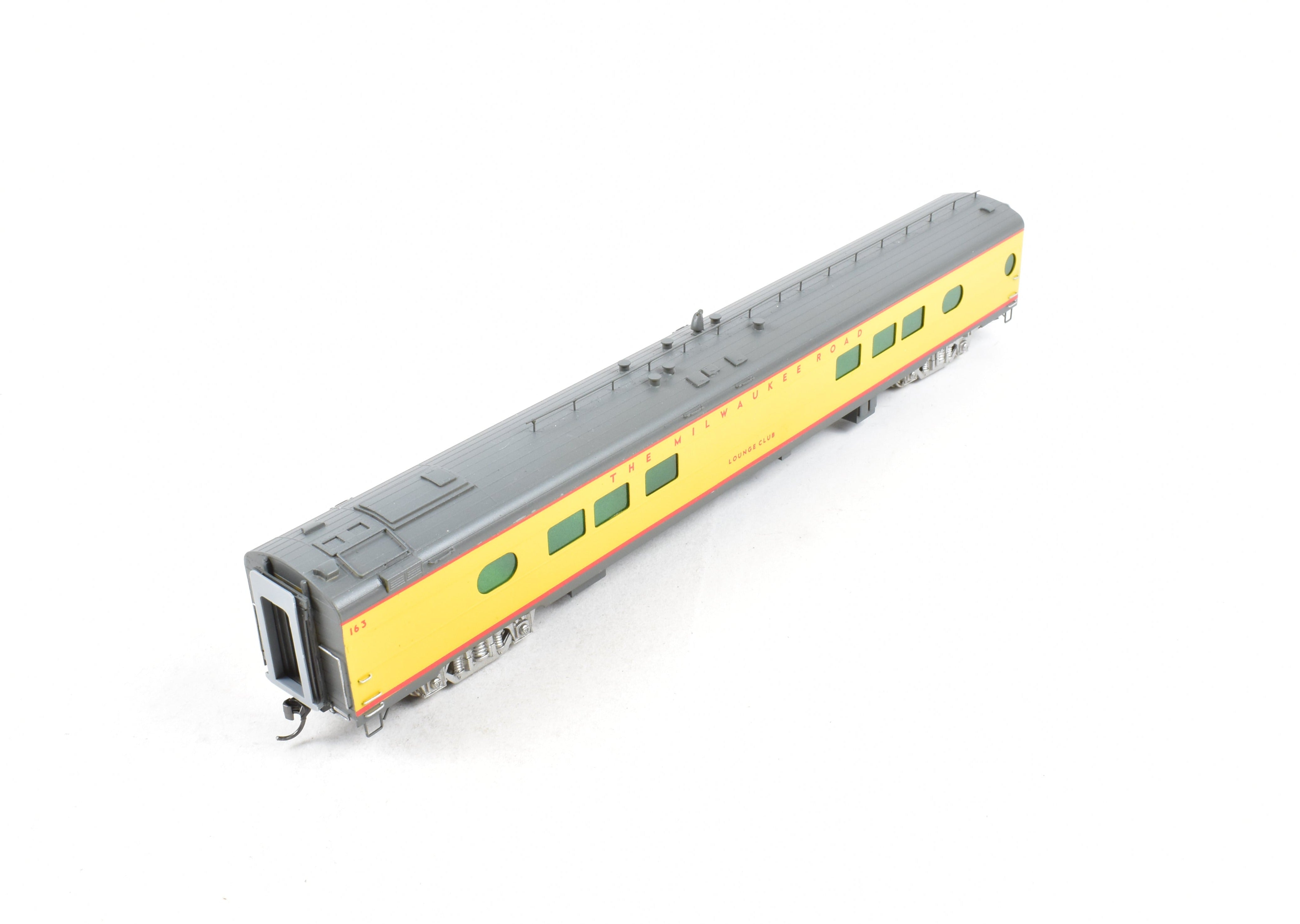 HO Scale Brass Soho Milwaukee Road #162 Tap - Lounge Model, Custom Painted in Union Pacific (UP) Streamliner Colors, Representing 1955 Milwaukee Passenger Style