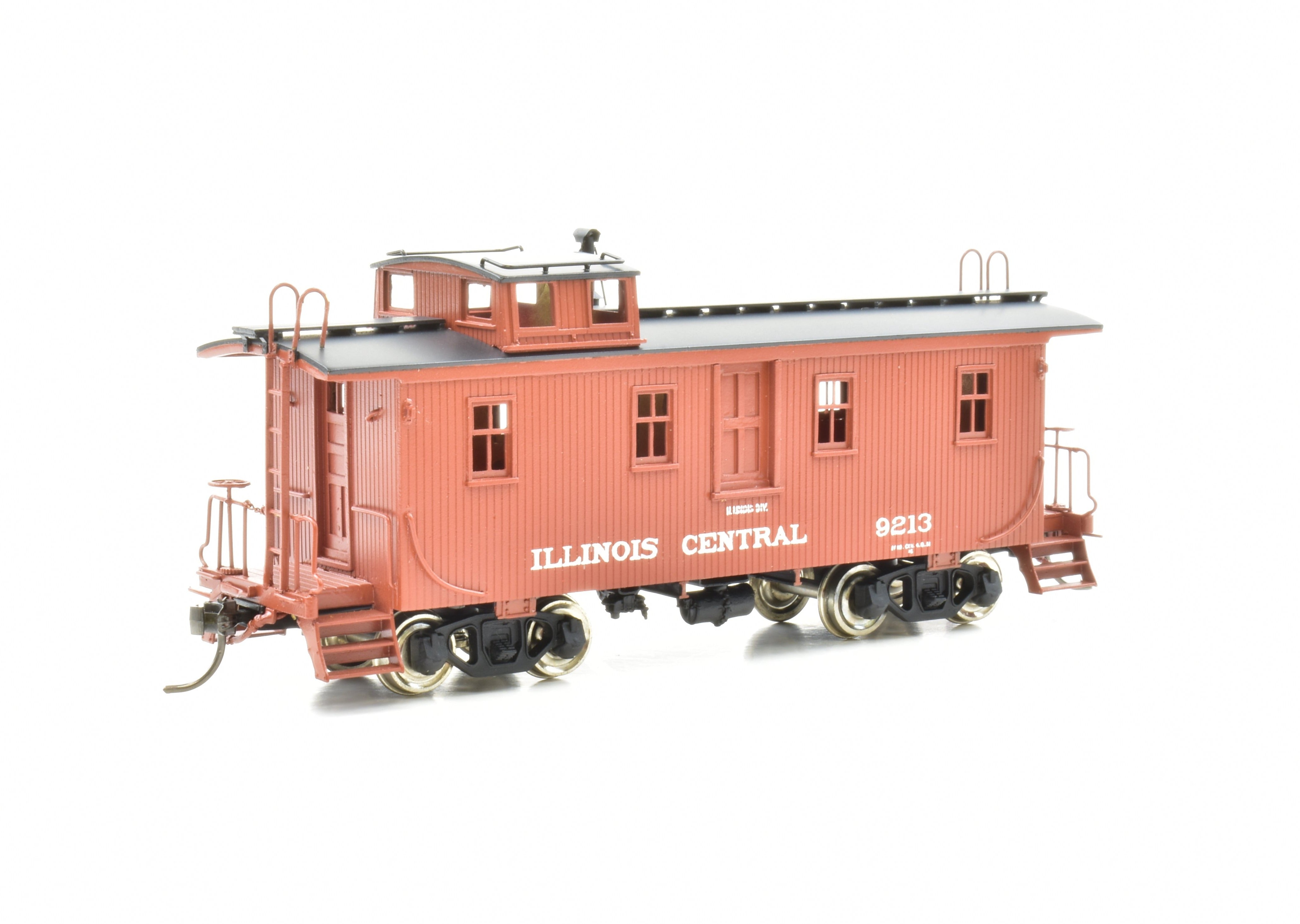 HO Scale Brass Pacific Fast Mail (PFM) SKI Illinois Central Wood Caboose Factory Painted Model Train Car