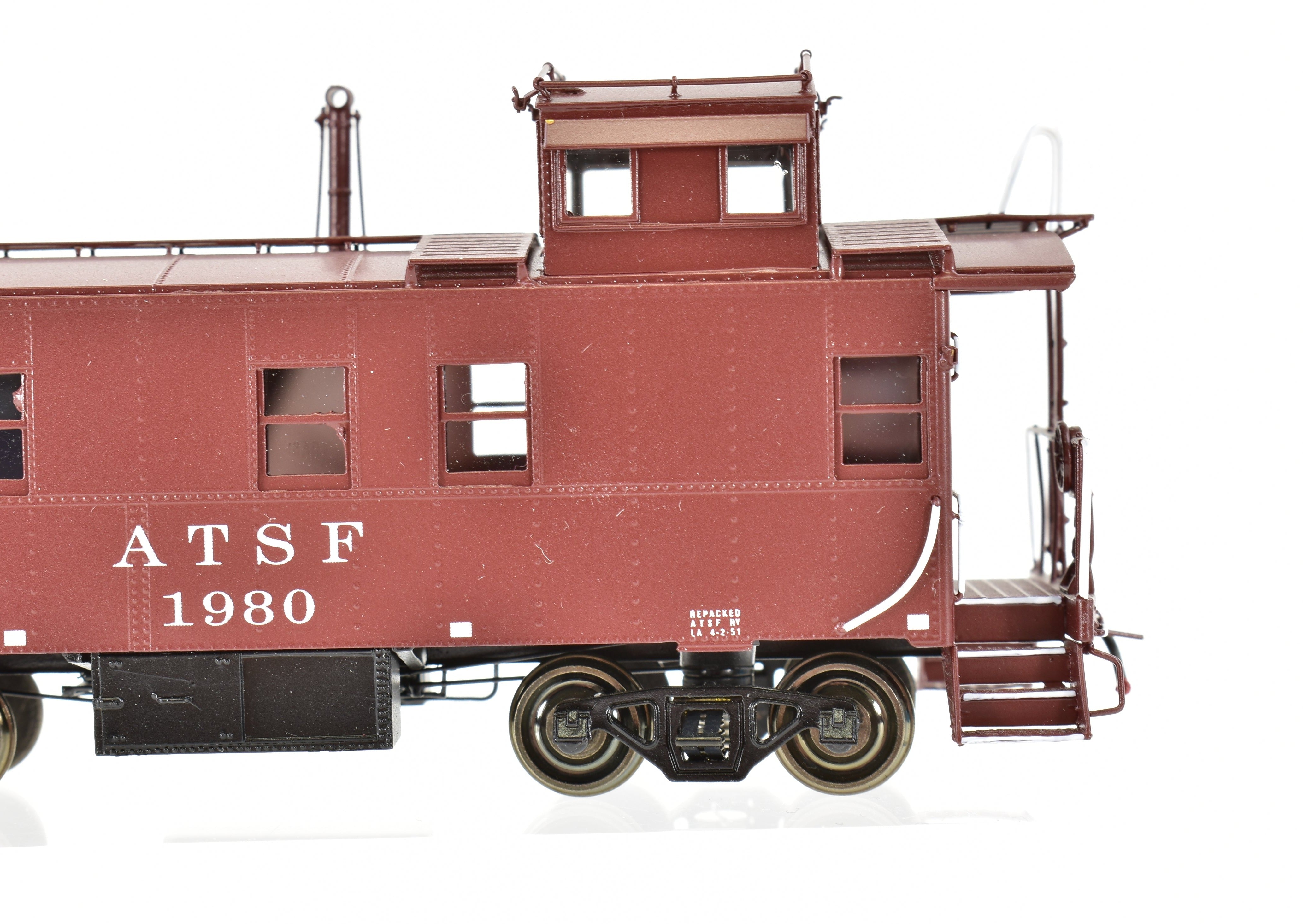 HO Scale Brass Model of Pecos River Brass ATSF - Santa Fe Rebuilt Factory - Painted Caboose