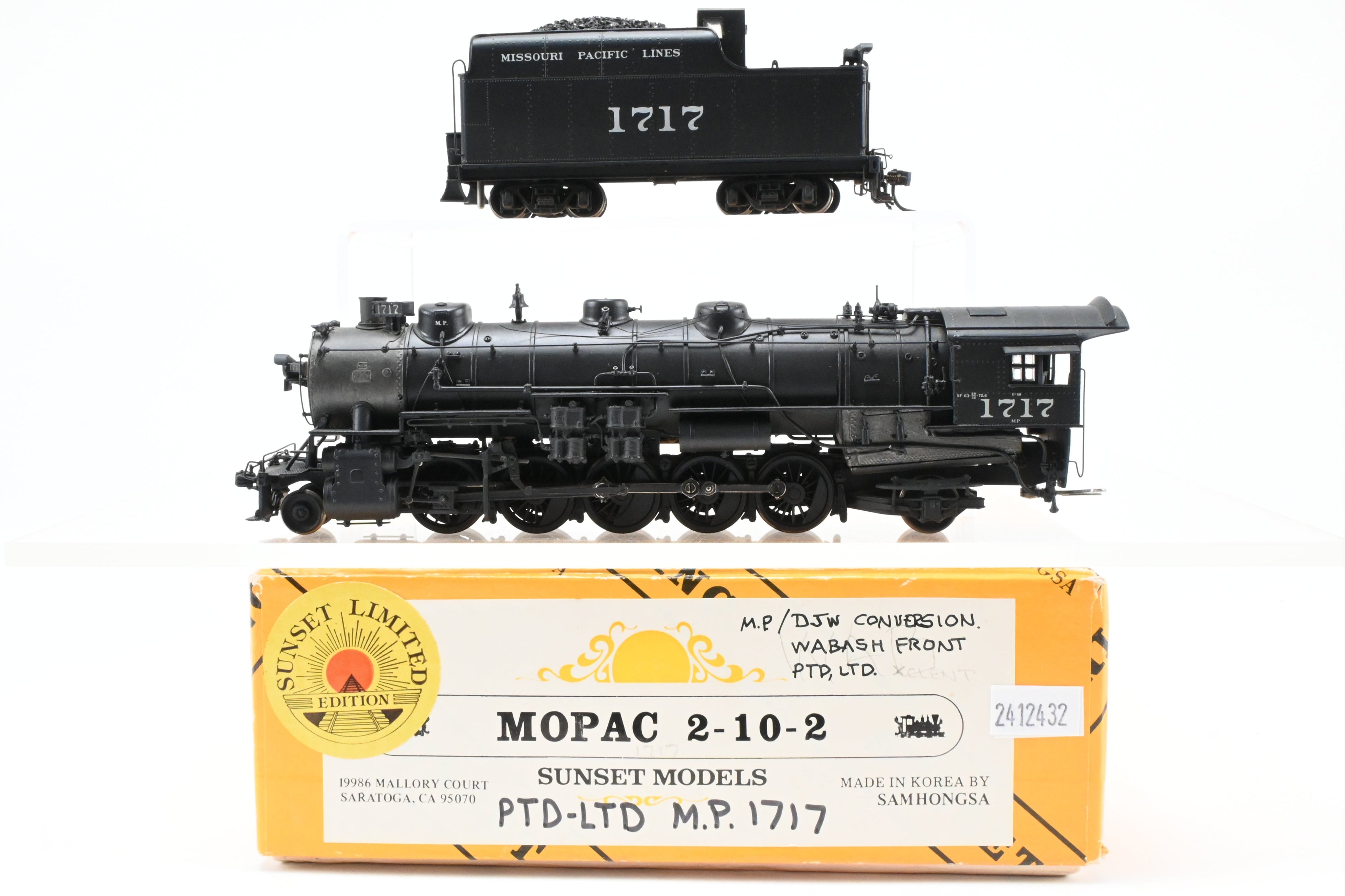HO Scale Brass Sunset Model Missouri Pacific 2-10-2 Steam Locomotive with Custom Modifications to MP #1717, Professionally Painted by Don J. Worth and Modified by Renowned Author and Modeler Joe G. Collias