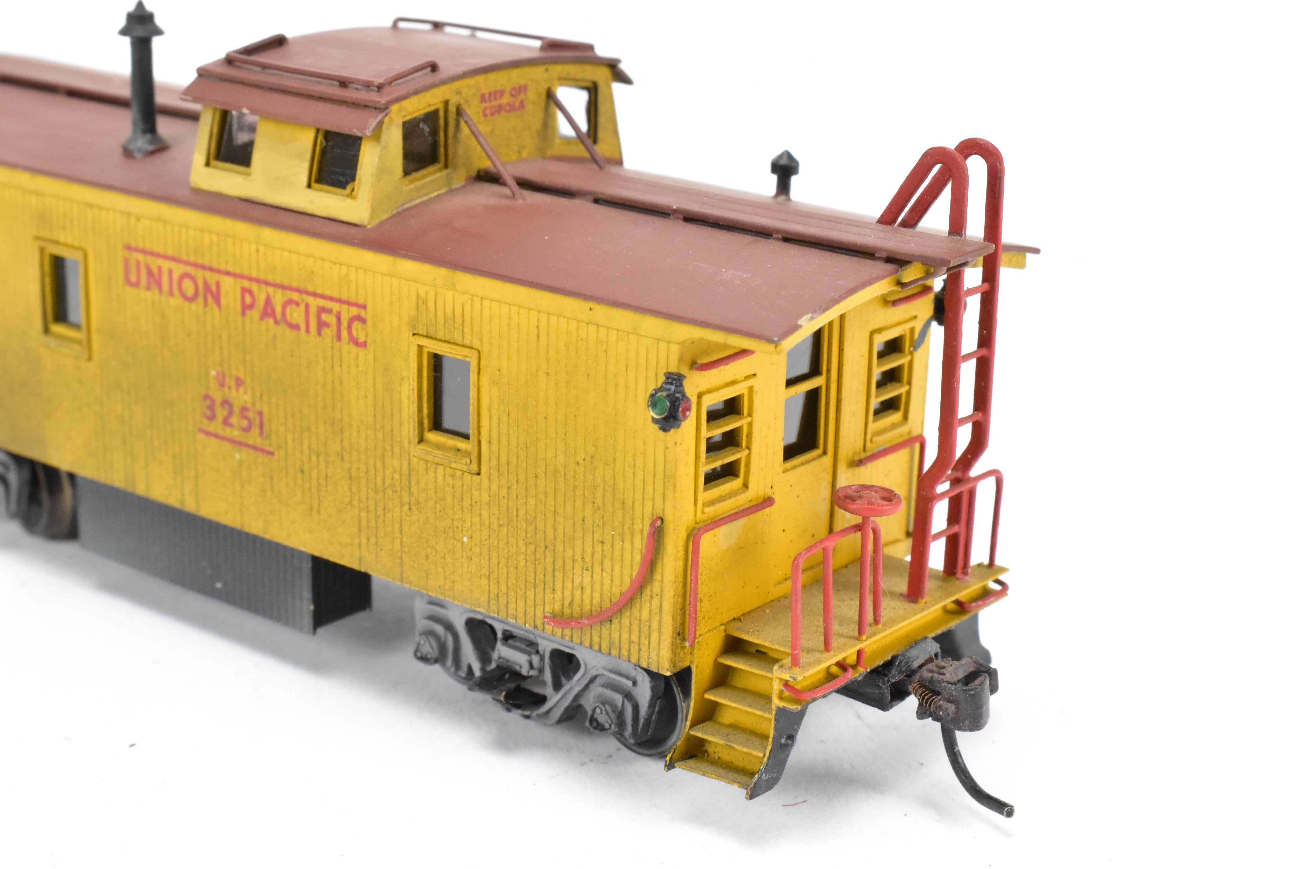 HO Scale Brass Lambert Union Pacific CA - 1 Caboose Model with Incorrect Trucks, Custom Painting and Weathered Appearance