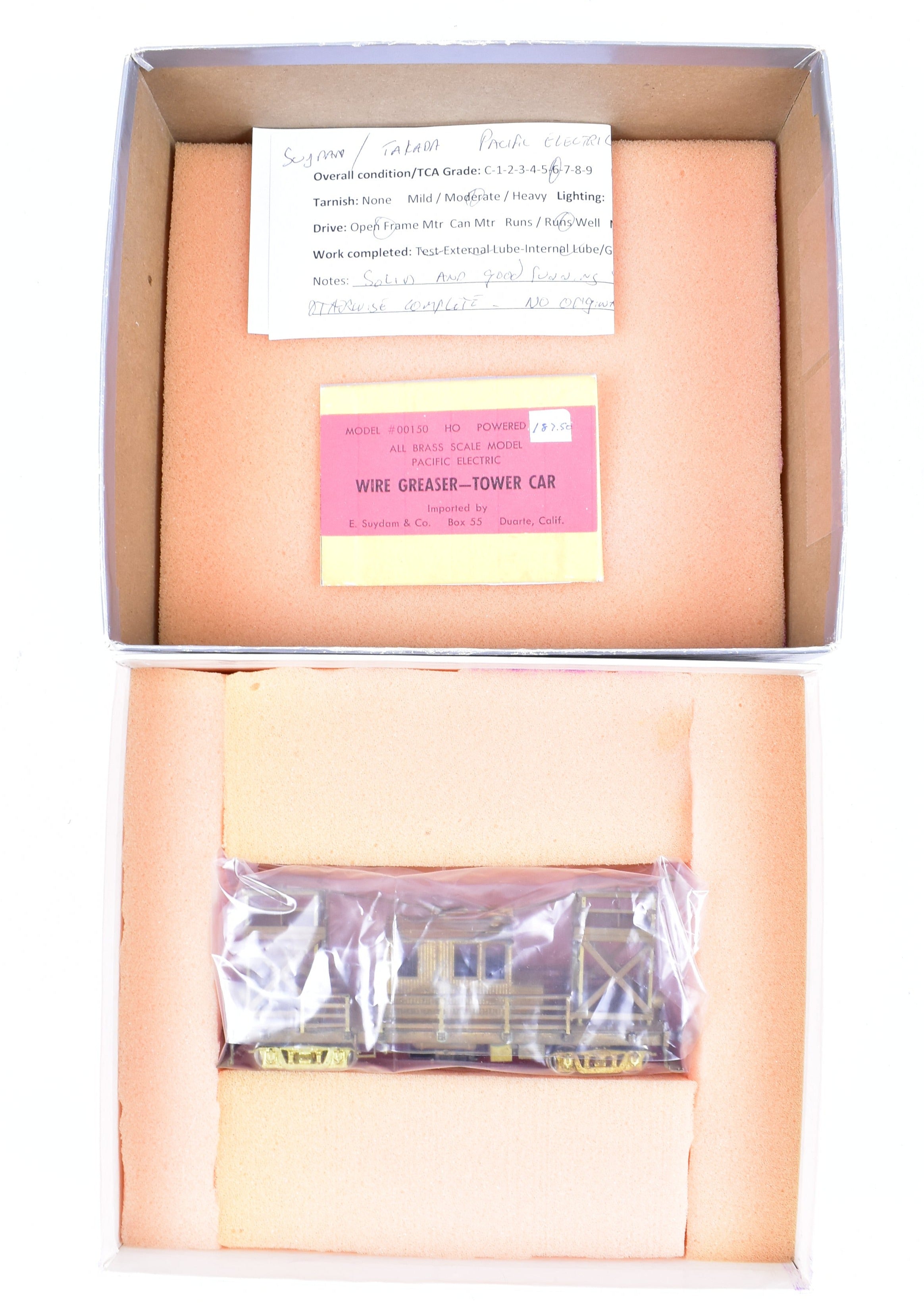 HO Scale Brass Suydam Pacific Electric Interurban Wood Wire Greaser - Tower Car Model (No Box, As - Is Condition)