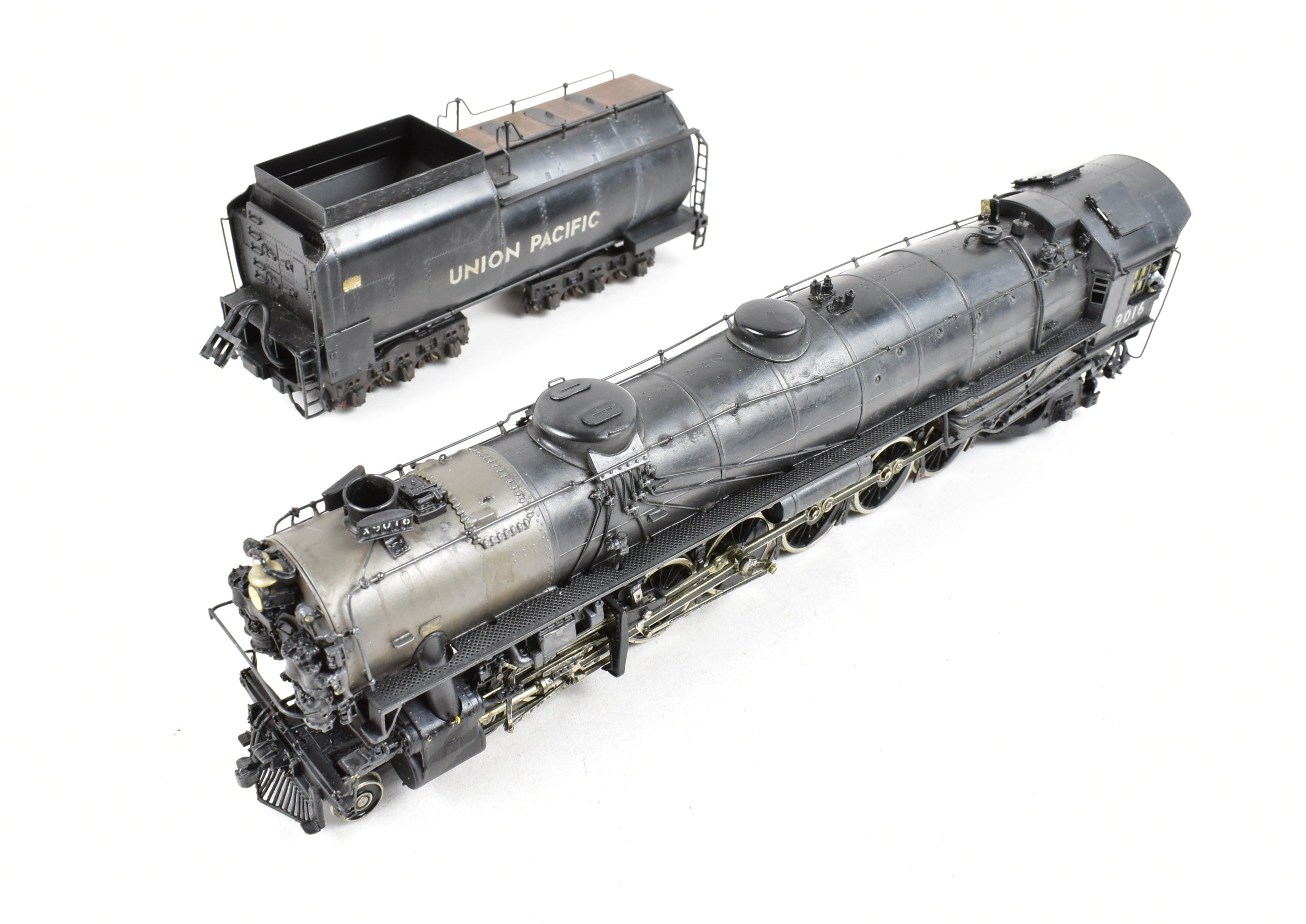 HO Scale Brass Key Imports Union Pacific 4-12-2 Standard Steam Locomotive of the 9000 Series, Specifically Standard Niners #9016 with Light Weathering Effect