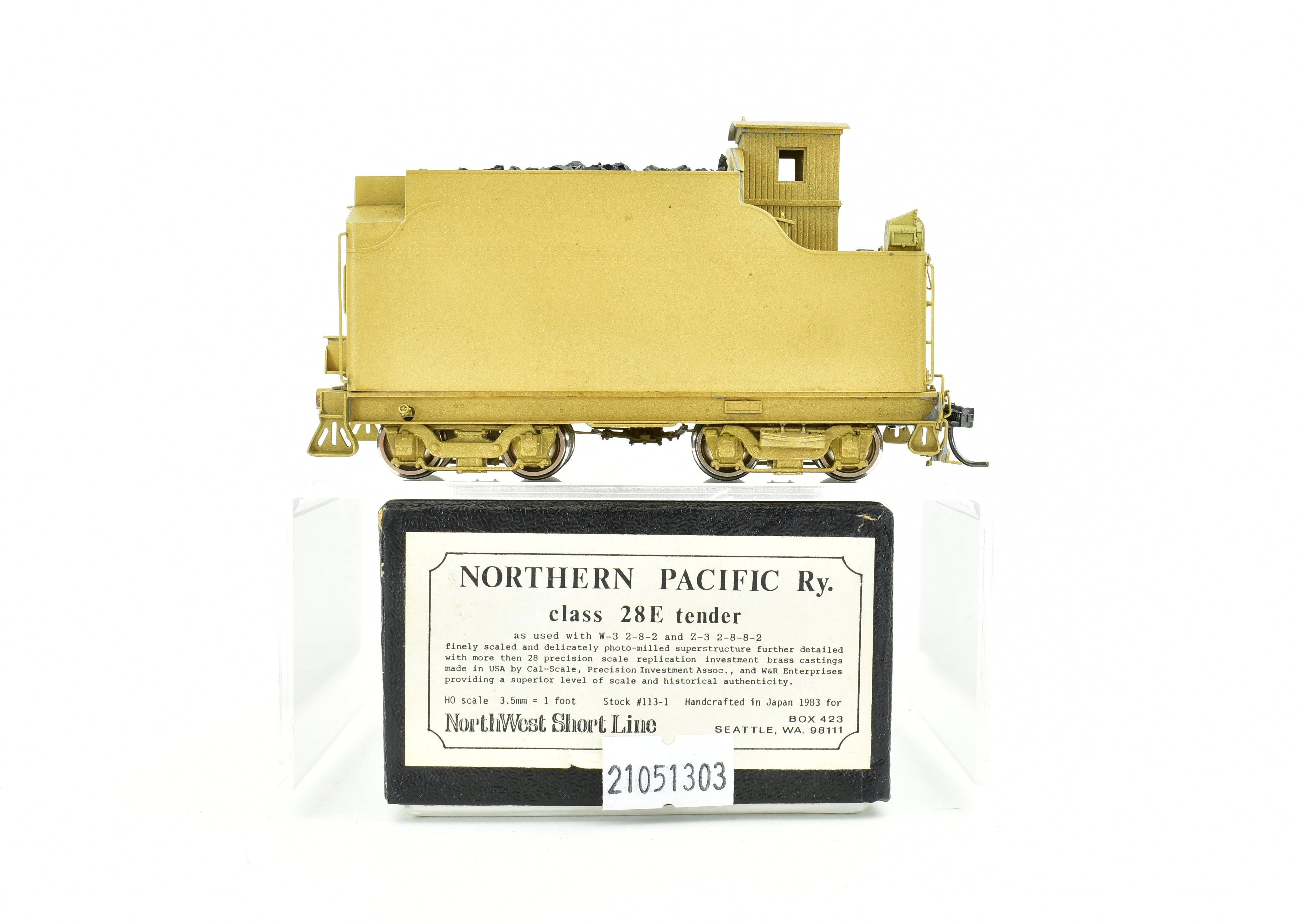 HO Scale Brass Model of Northwest Short Line (NWSL) - Northern Pacific (NP) Class 28e Tender for Model Trains