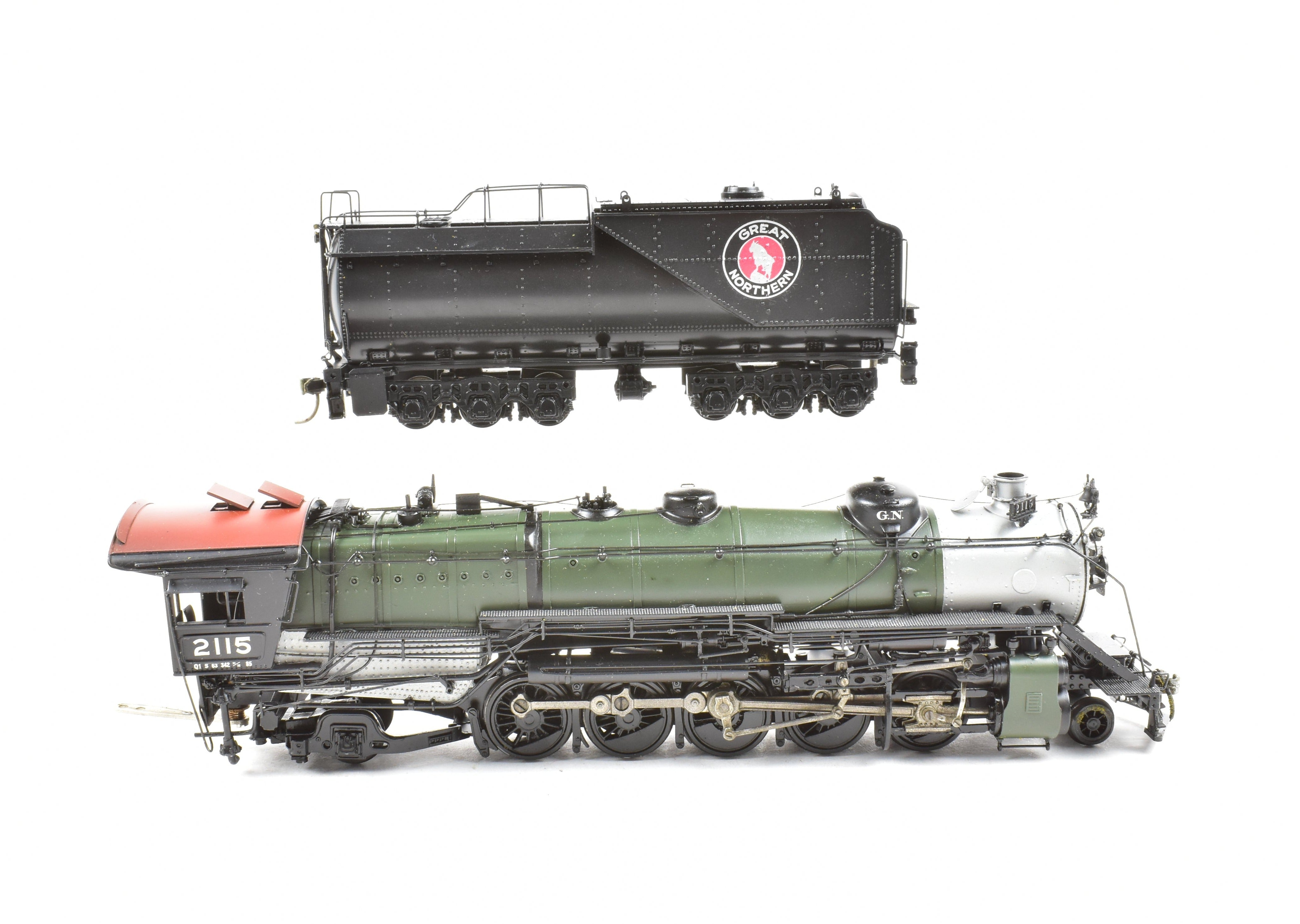 High - Quality HO Scale Brass PFM - Tenshodo Great Northern Class Q - 1 2 - 10 - 2 Model Train with Custom - Painted Glacier Park Design