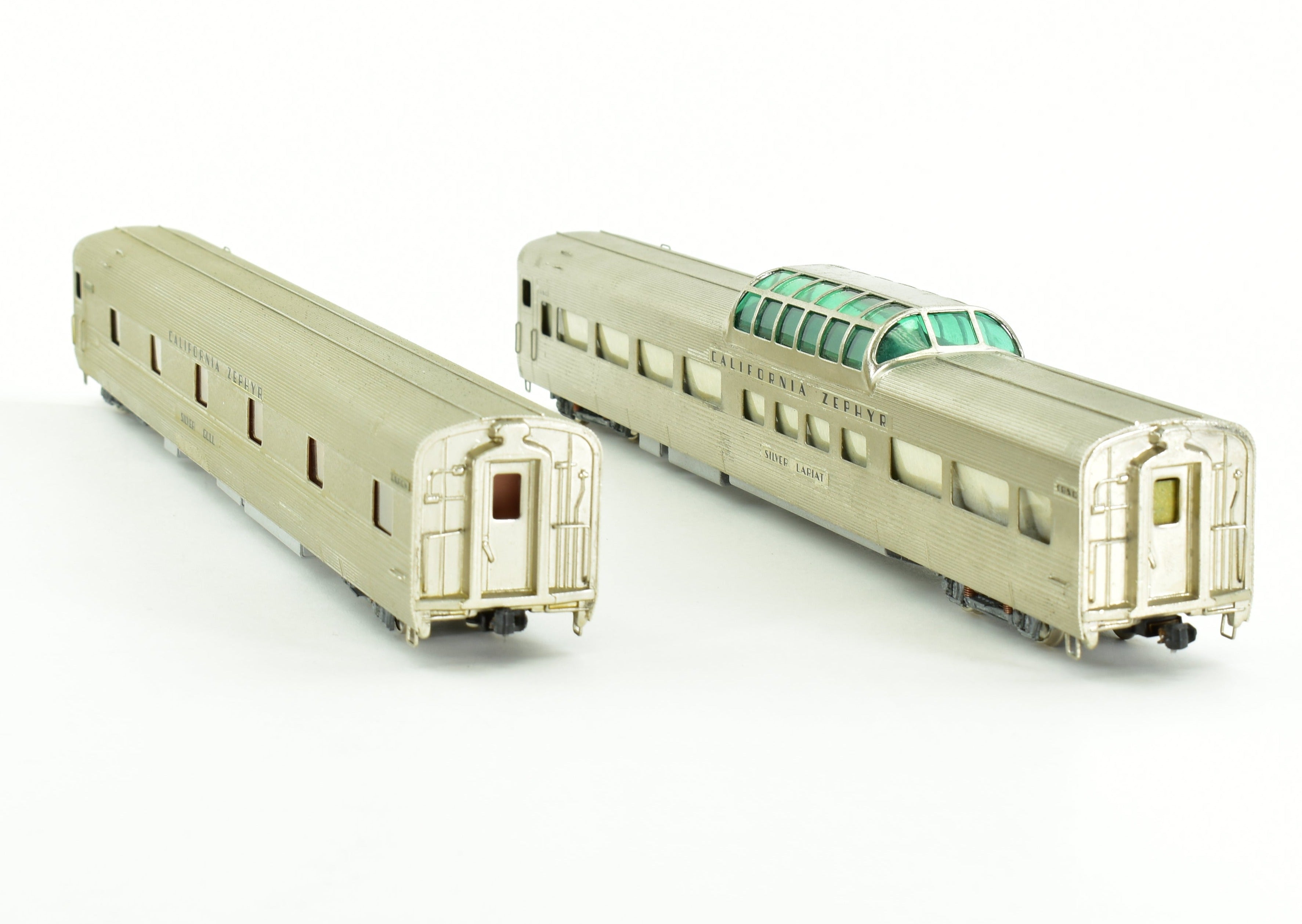 HO Scale Brass Nickel Plate Products (NPP) CB&Q - Burlington Route WP & D&RGW California Zephyr Vista Dome Open Section Sleeper Train Set Model