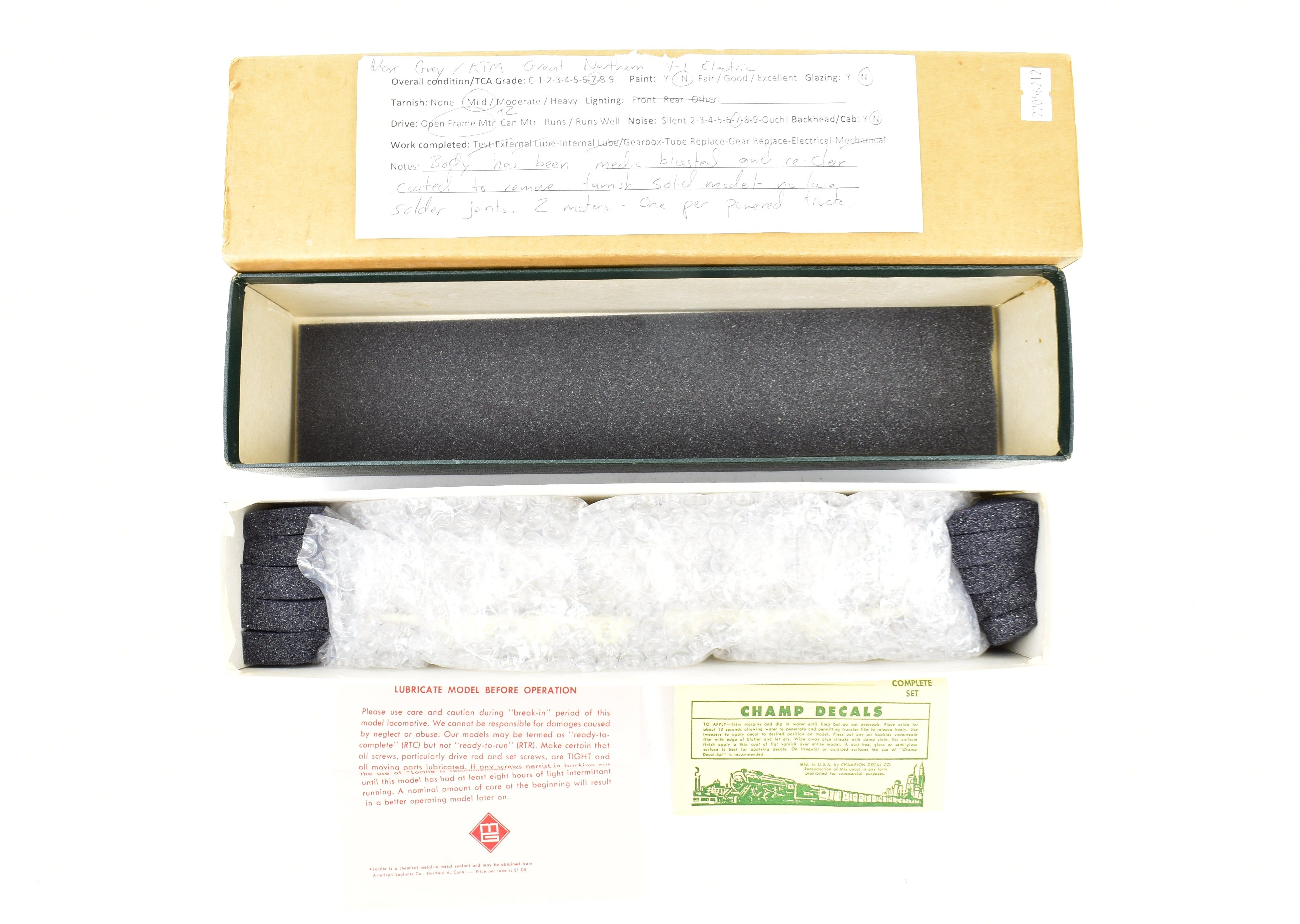 HO Scale Great Northern Y-1 Electric Locomotive by Brass Max Gray in Gray Color