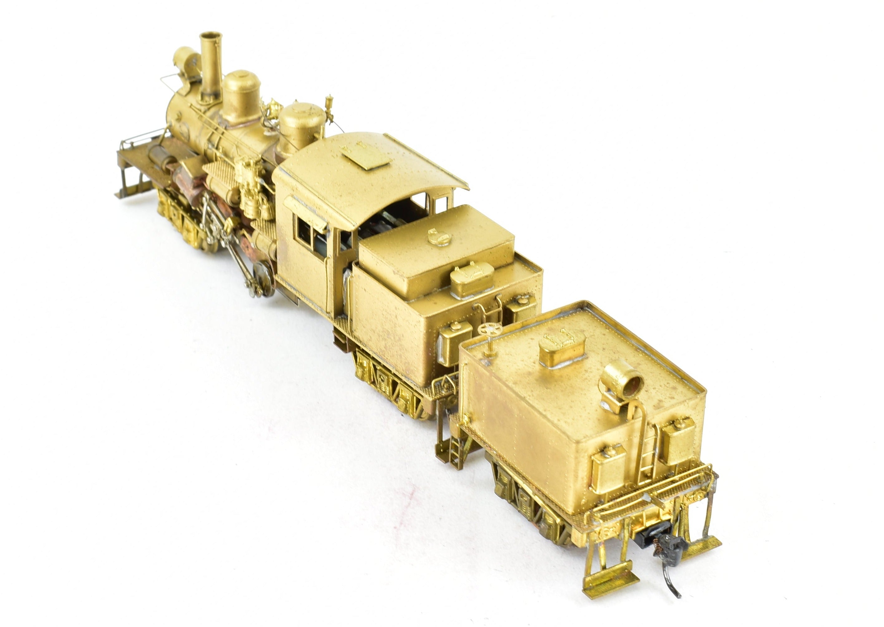 HO Scale Brass PFM - United Model of a 2 - Truck Logging Climax Geared Locomotive with an Additional Non - Geared Tender