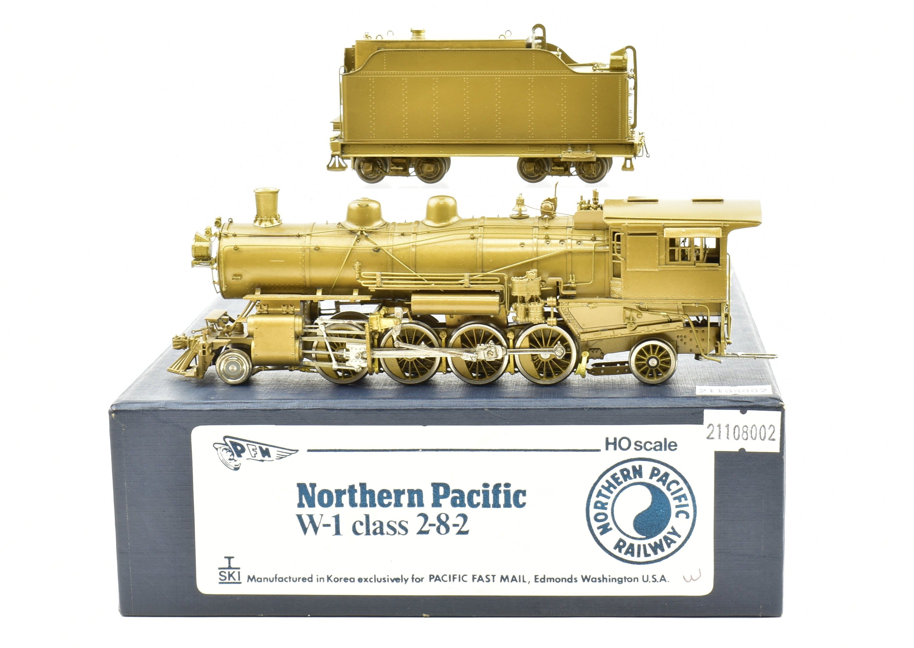 High - Quality HO Scale Brass PFM - SKI Model Train: Northern Pacific Class W - 1 2 - 8 - 2 from 1982 Production Run