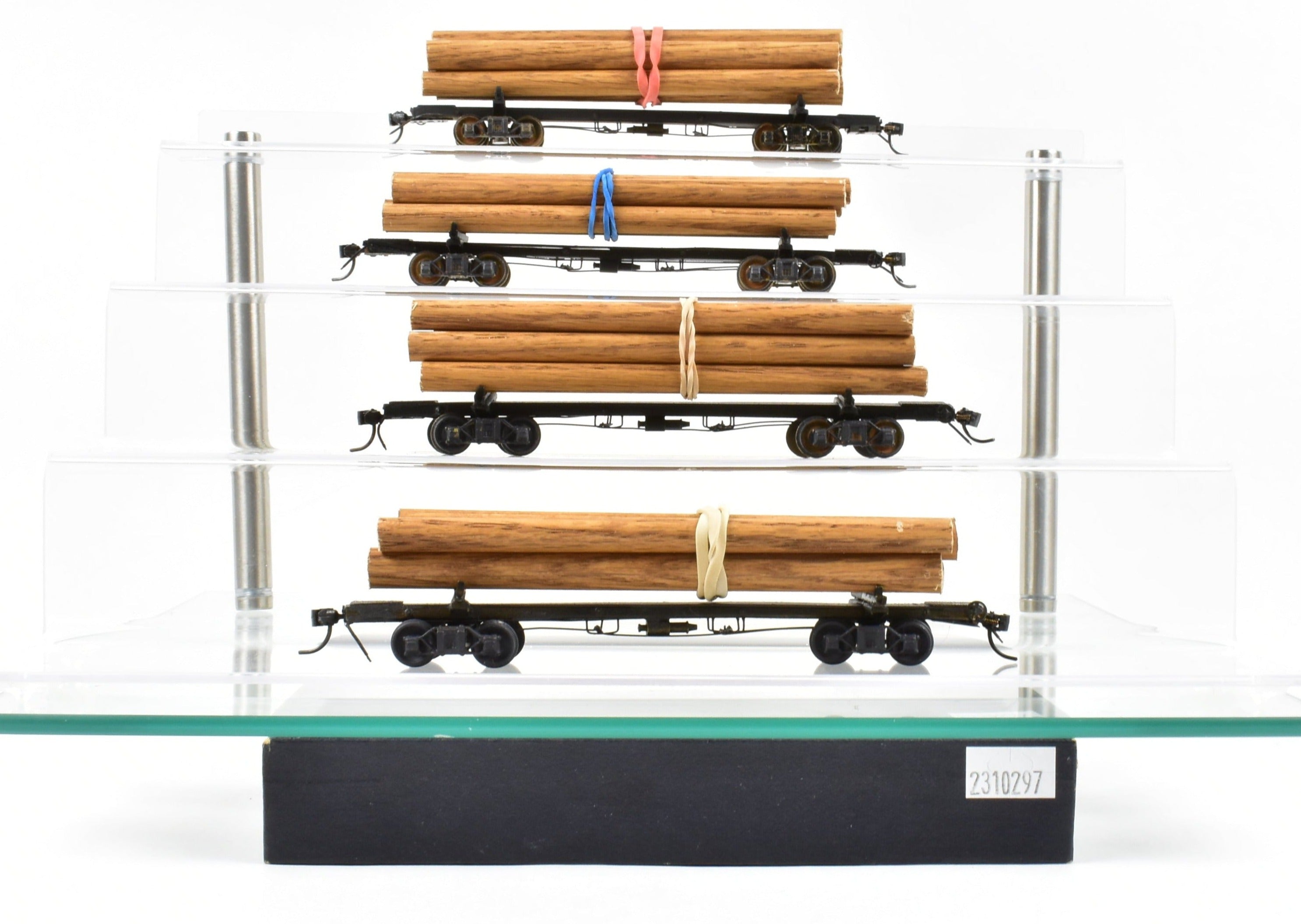 HO Brass NWSL 4-Pack 50' Skeleton Log Cars with Trucks and Loads, CP