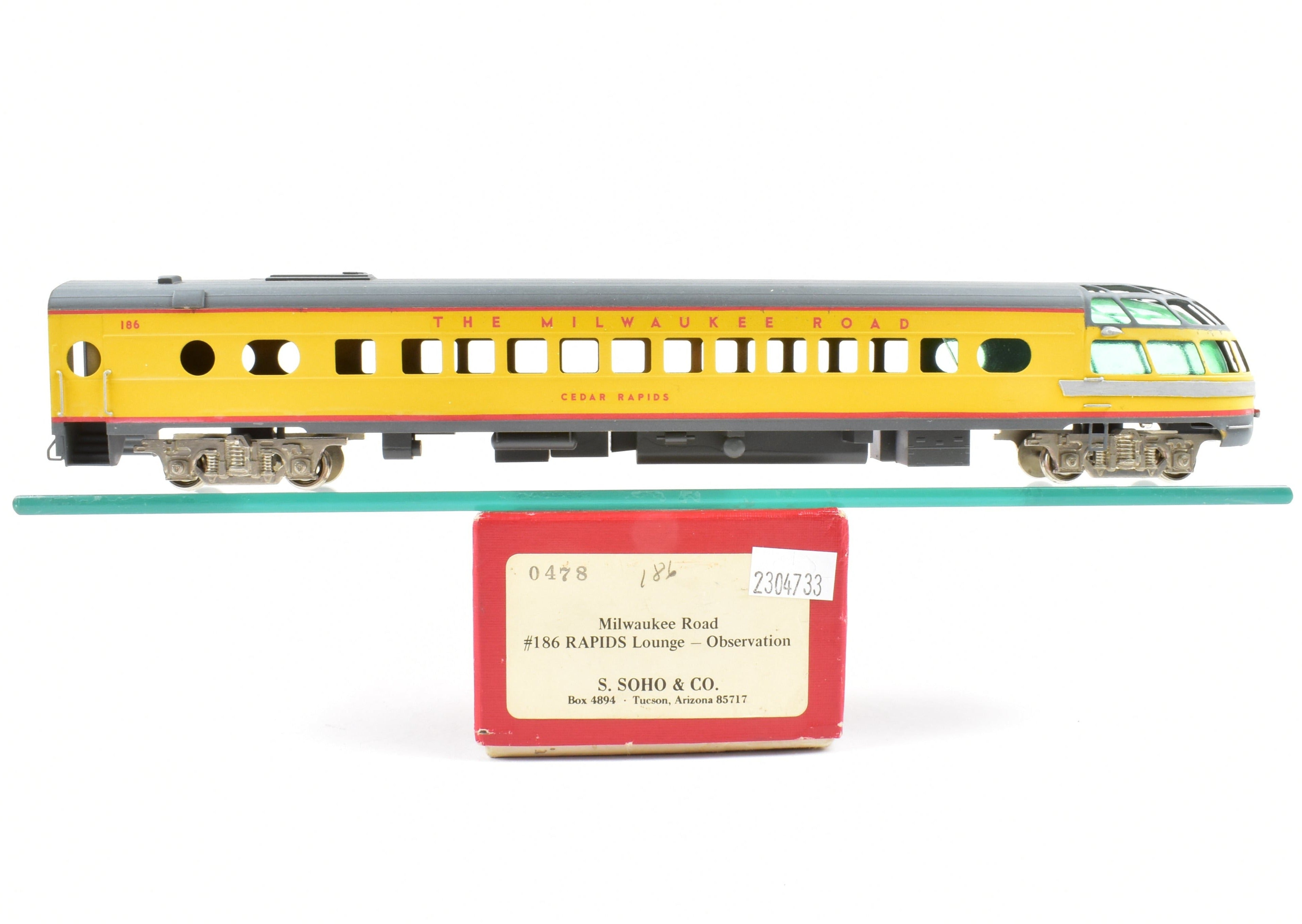 Custom Painted HO Brass Soho Milwaukee Road #186 Rapids Sky Top Lounge Model