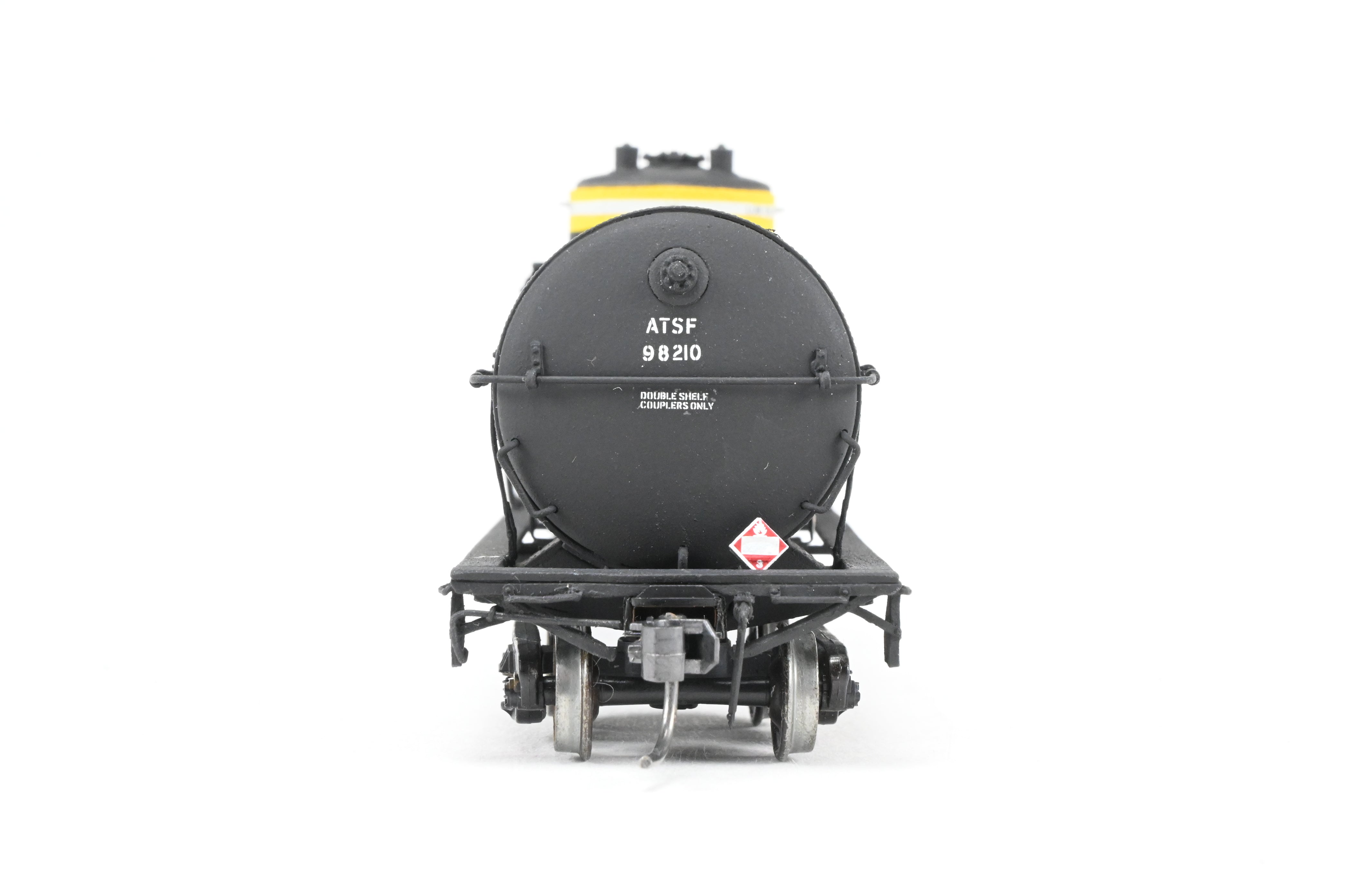 High - Quality HO Scale Brass Pecos River Brass ATSF - Santa Fe Tk - M Tank Car with CP Number 98210