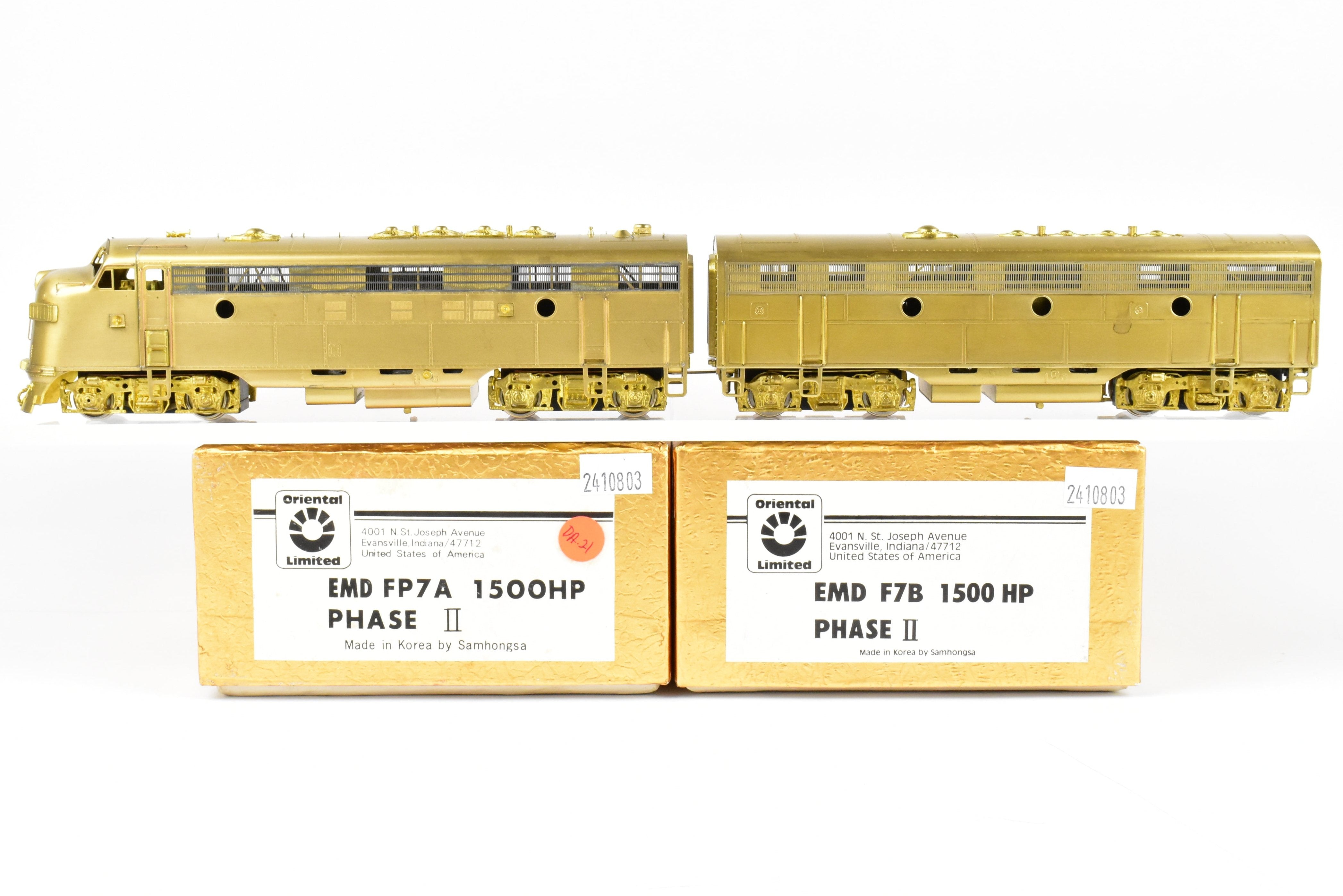 HO Brass Oriental Limited 1500 HP EMD FP7A/F7B Phase II Set, Smooth Runners