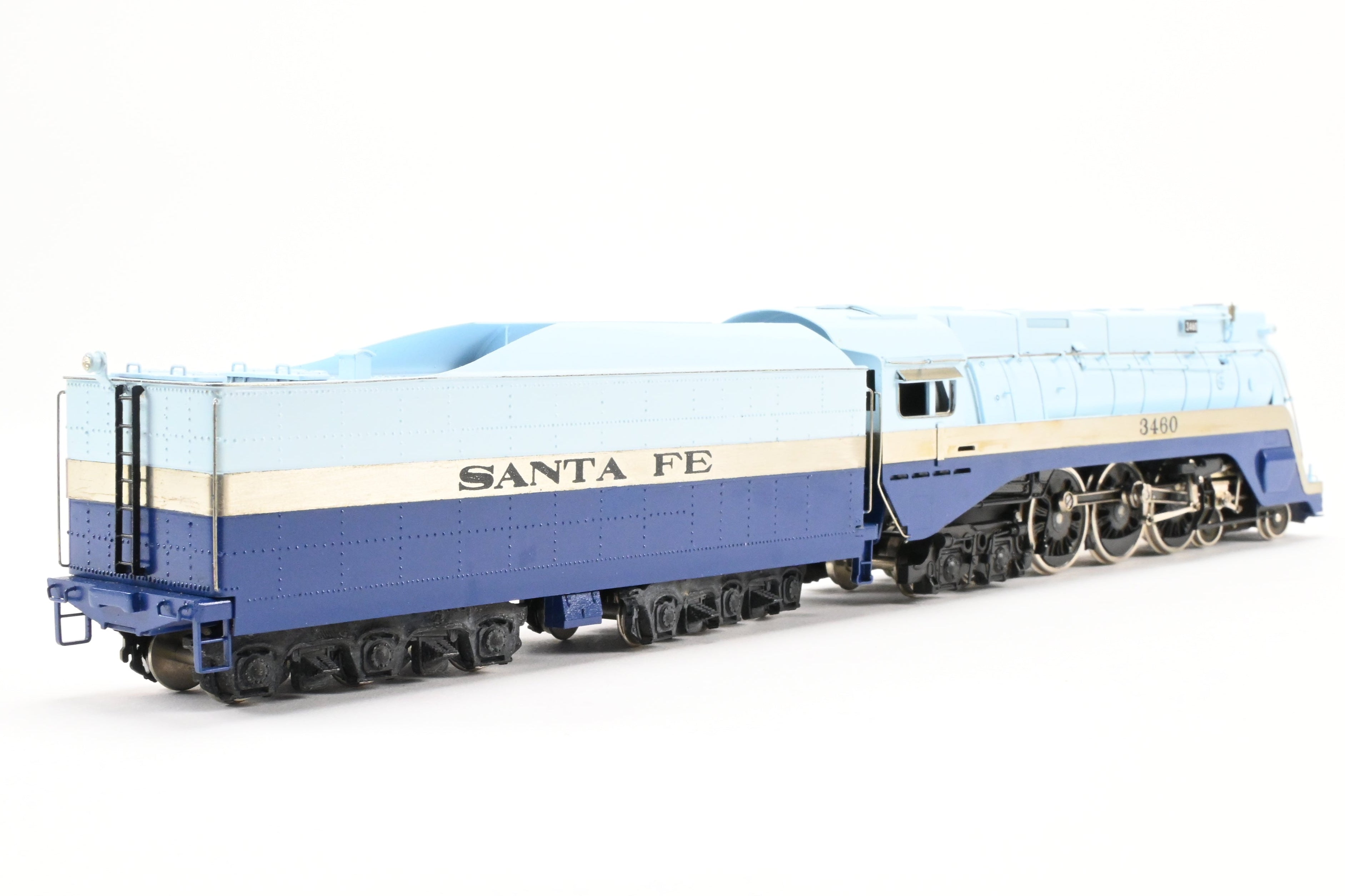 HO Scale Brass Model Train - Tenshodo ATSF Santa Fe 4-6-4 Steam Locomotive No. 3460 The Blue Goose Hudson - 1971 Run with Minor Foam Damage