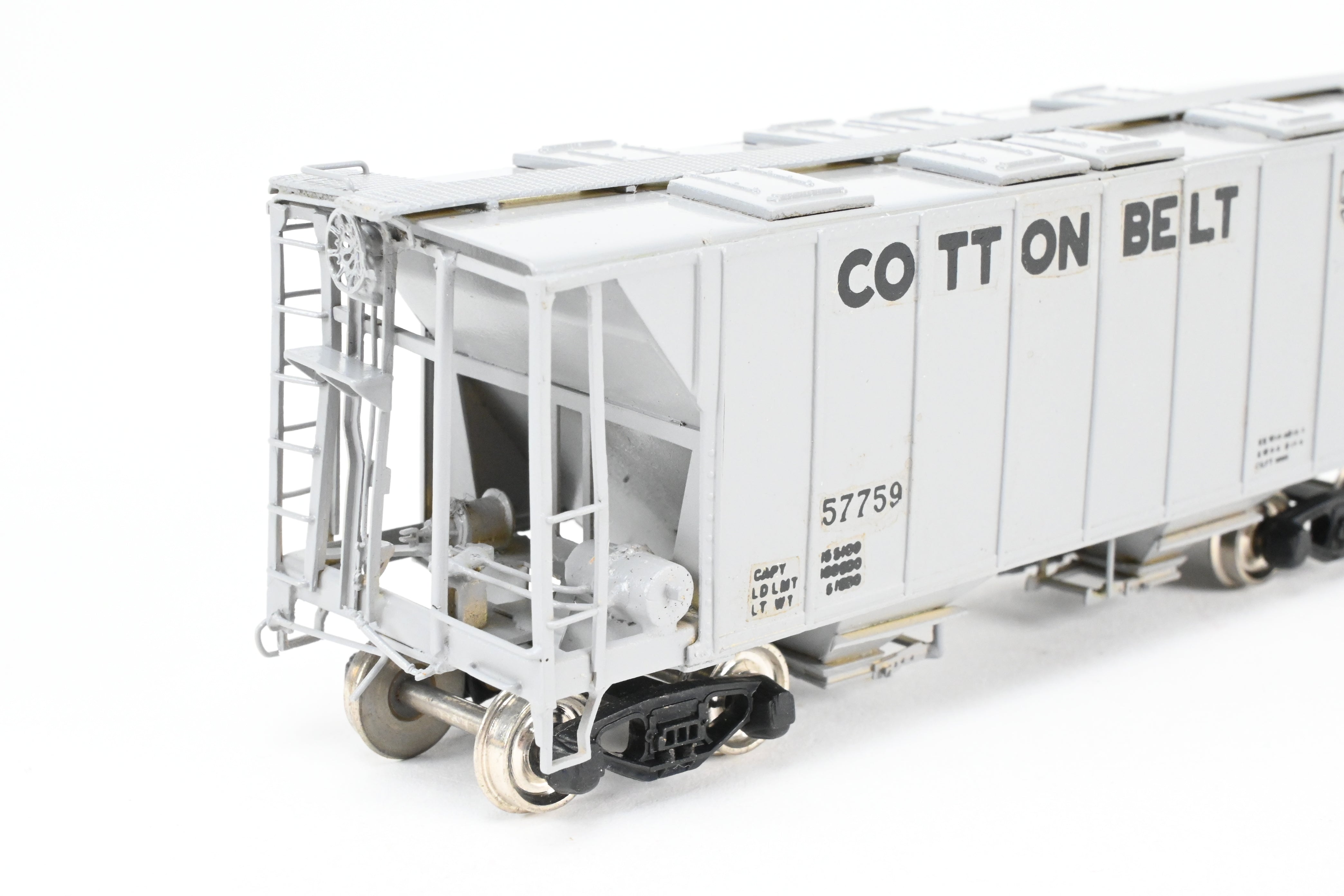 HO Brass Sunset/ACF Cotton Belt Grey Custom-Painted 70-Ton Covered Hopper #57759