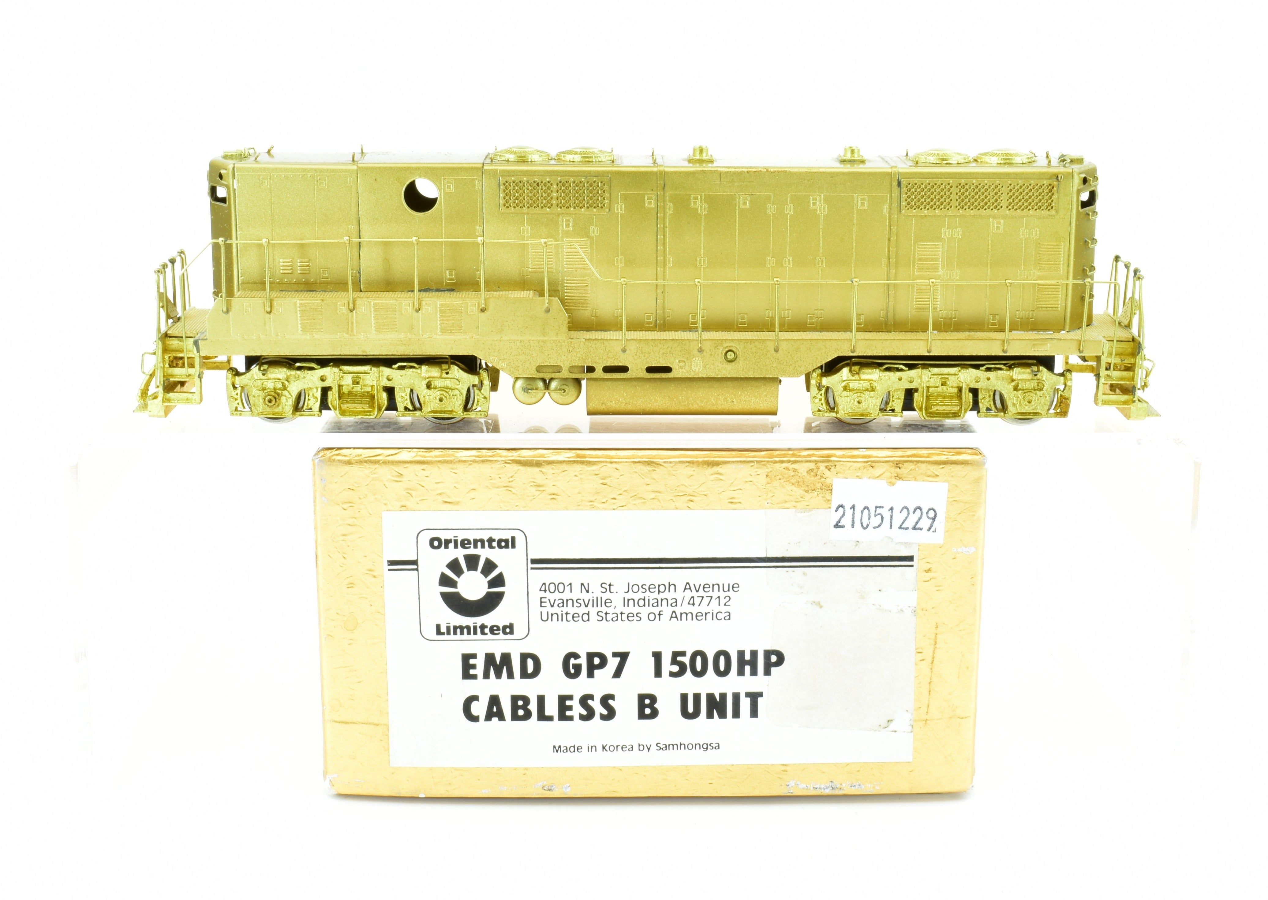 HO Scale Brass Model Train - Union Pacific EMD GP7 1500 HP Cabless B Unit by Oriental Limited