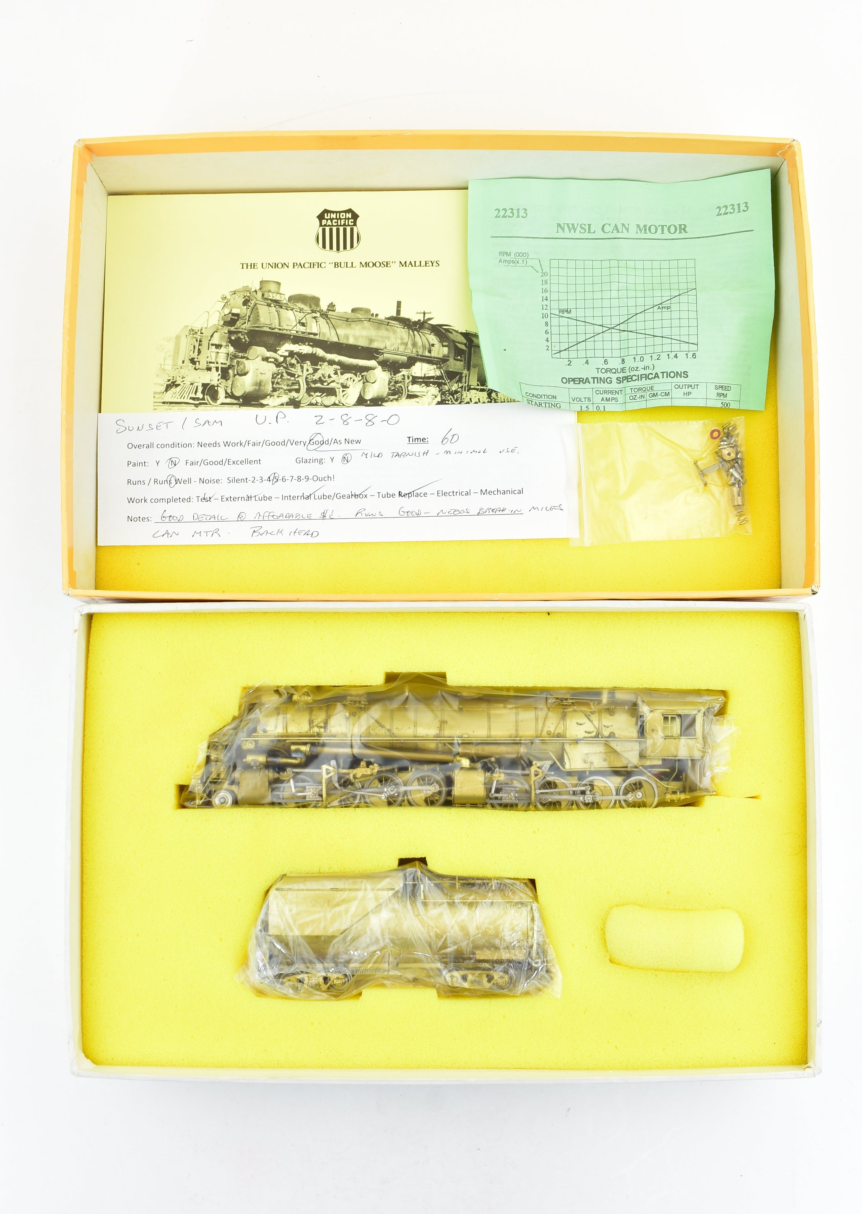 HO Scale Brass Sunset UP - Union Pacific 2-8-8-0 Bull Moose Articulated Model