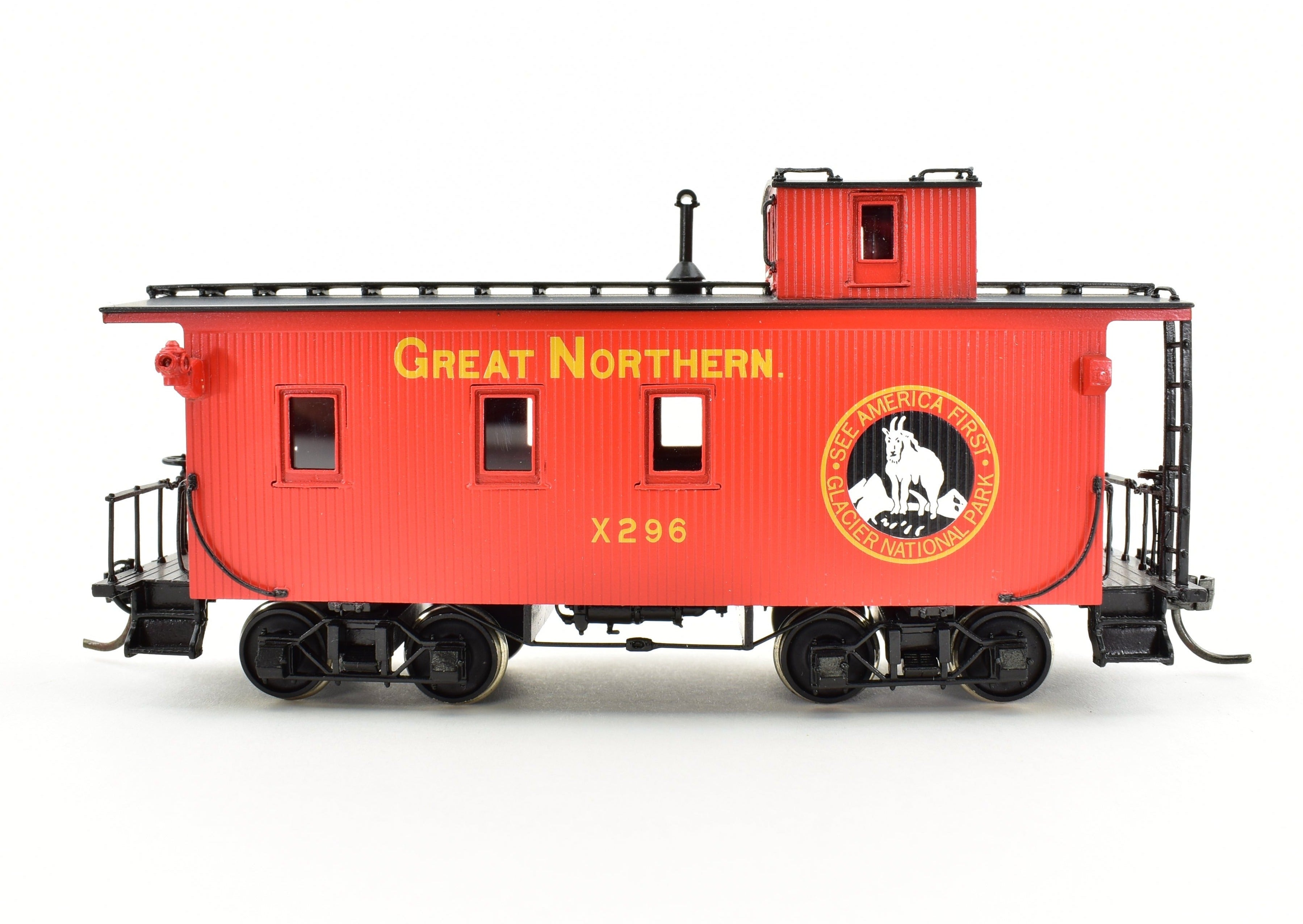 HO Scale Brass Model Train NBL - North Bank Line GN - Great Northern 25 - Foot Truss Rod Caboose FP Number X296