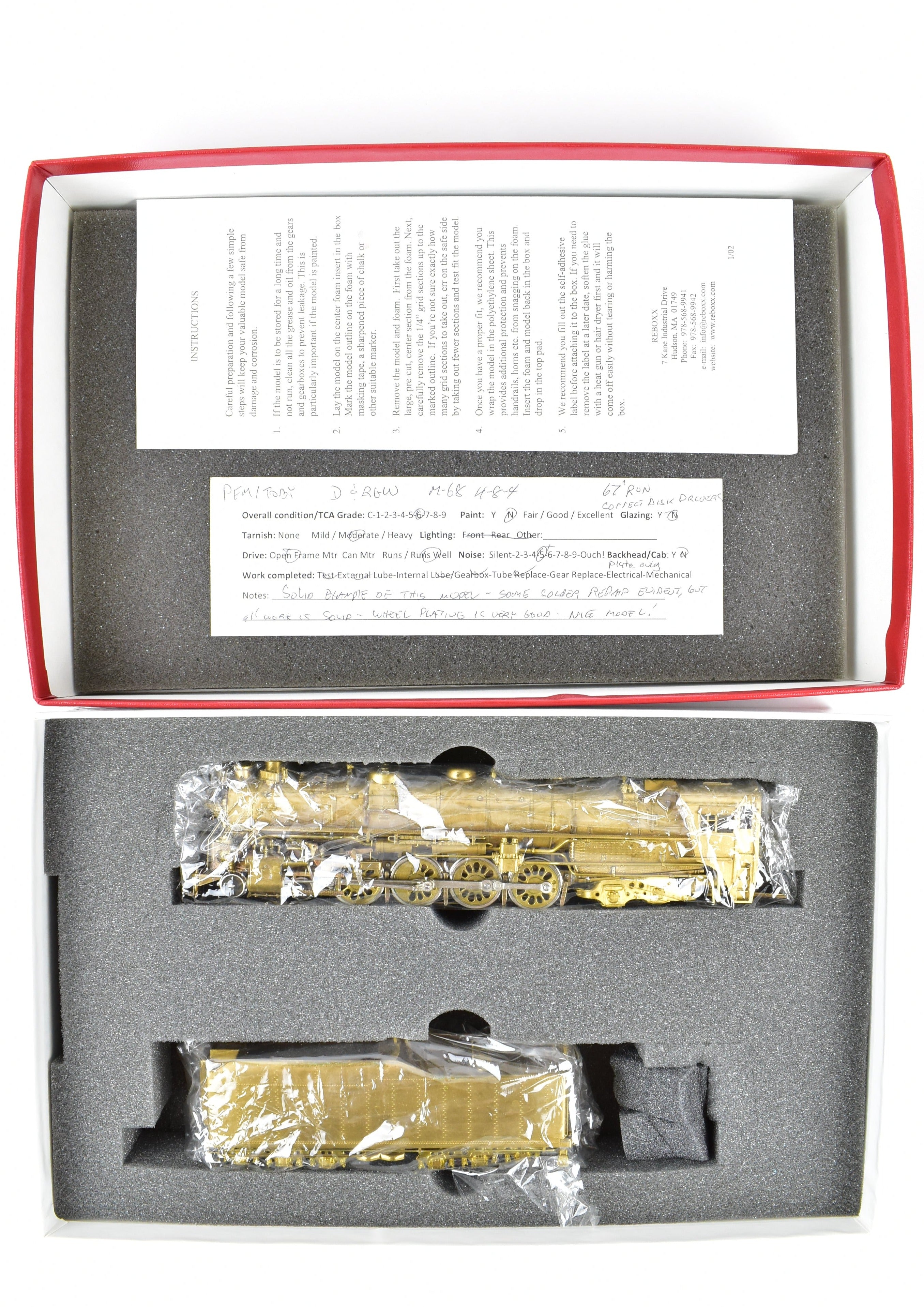 High - Quality HO Scale Brass Pacific Fast Mail Model - Toby's Denver & Rio Grande Western 4 - 8 - 4 Class M - 68 Steam Locomotive in ReBoxx Packaging