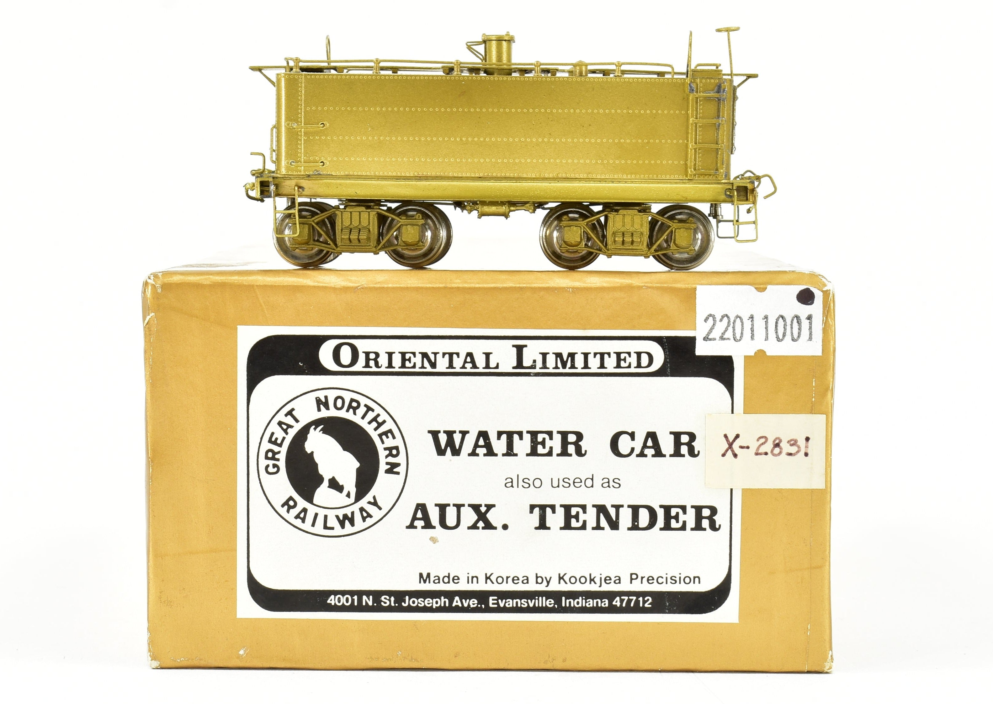 HO Brass Oriental Limited GN - Great Northern Water Car as Auxiliary Tender