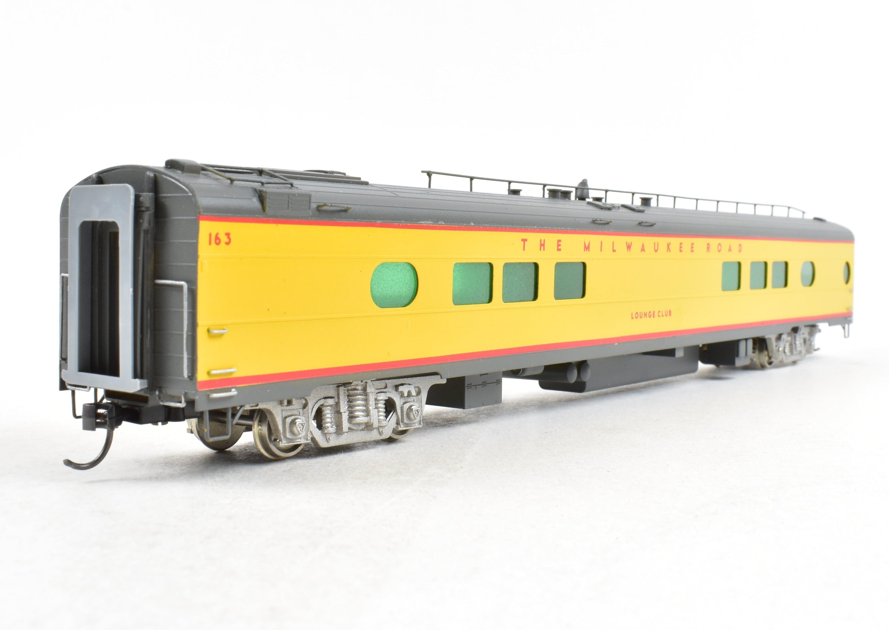 HO Scale Brass Soho Milwaukee Road #162 Tap - Lounge Model, Custom Painted in Union Pacific (UP) Streamliner Colors, Representing 1955 Milwaukee Passenger Style