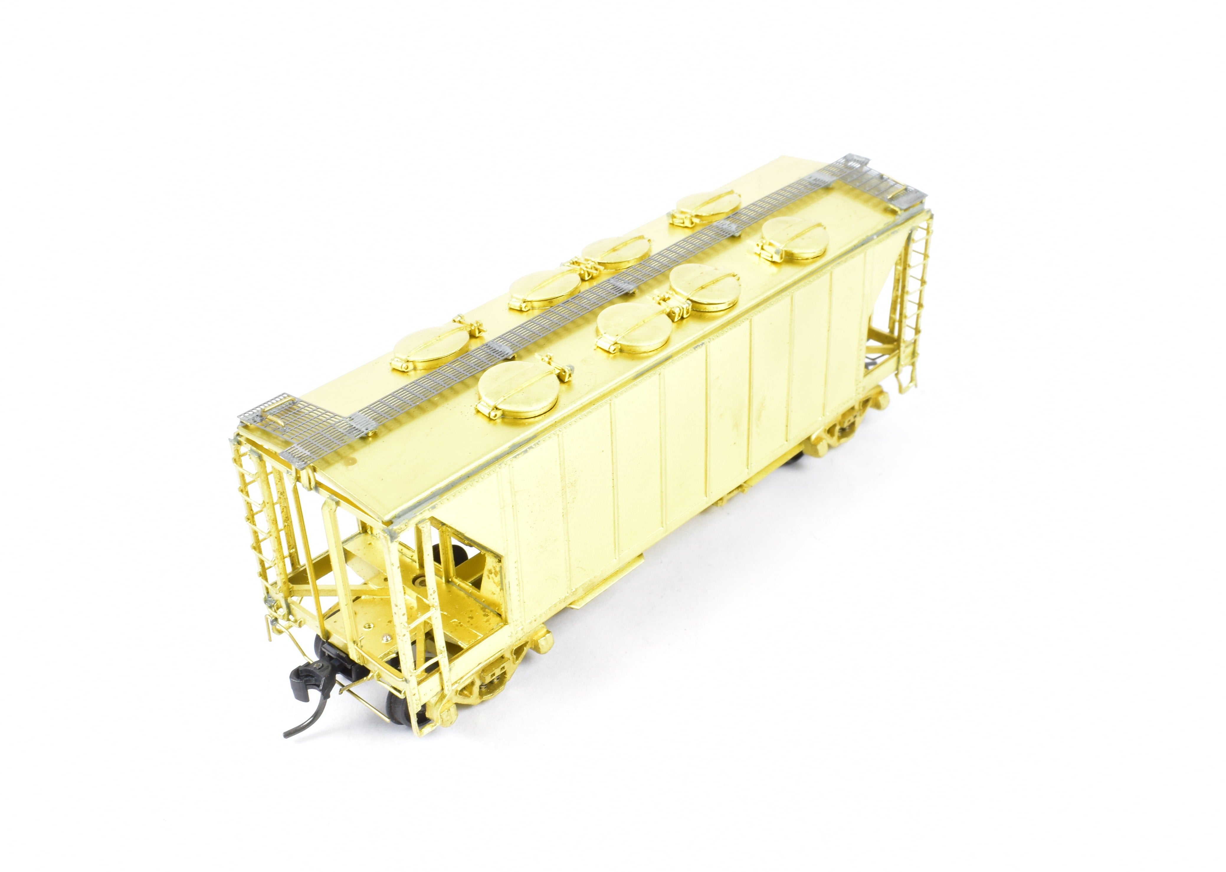 Rebuilt HO Brass 34' Covered Hopper with Round Hatches by Pecos River