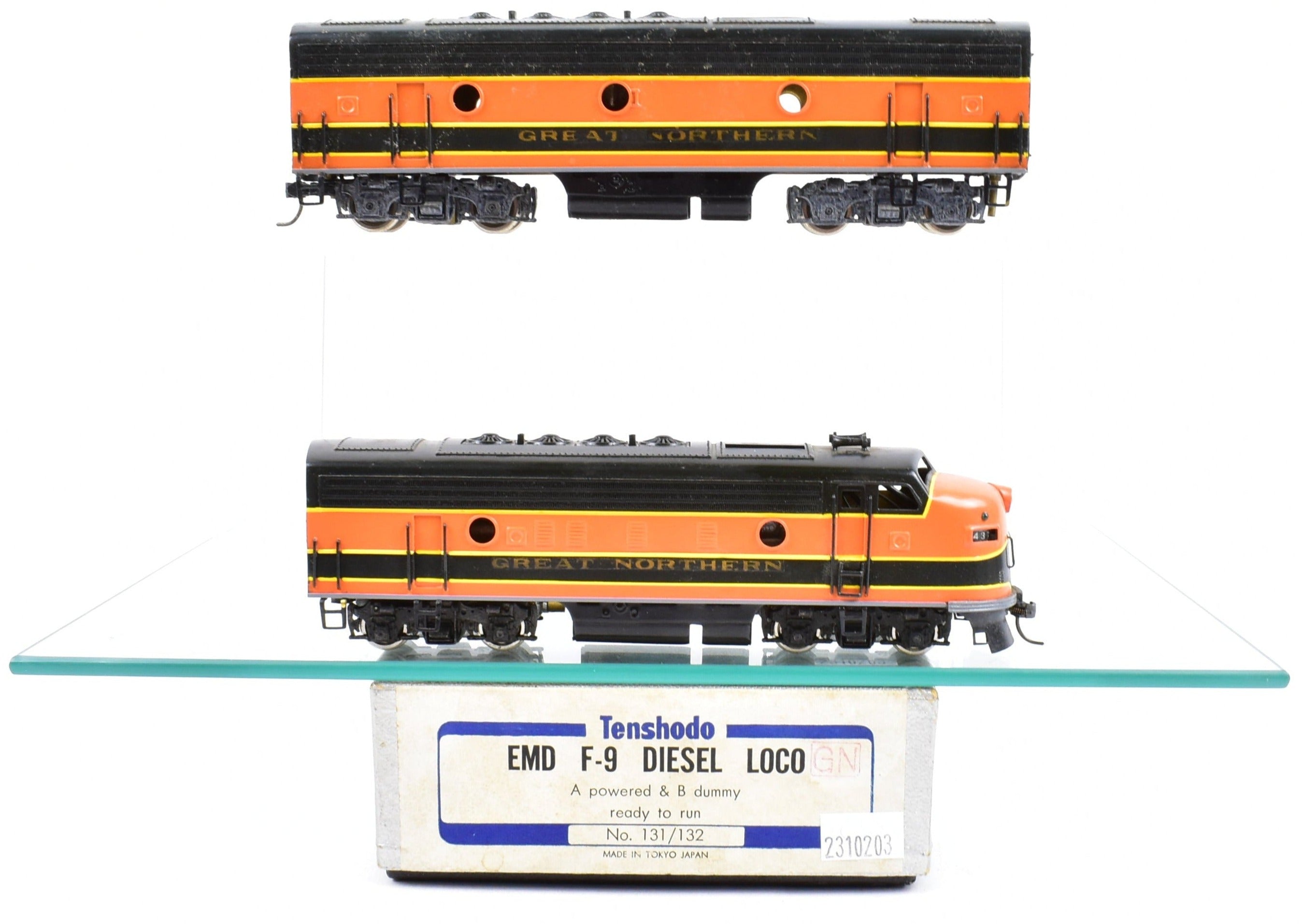 HO Scale Brass Model Train - Tenshodo GN Great Northern EMD F9 A/B Pair Factory - Painted Railway Set