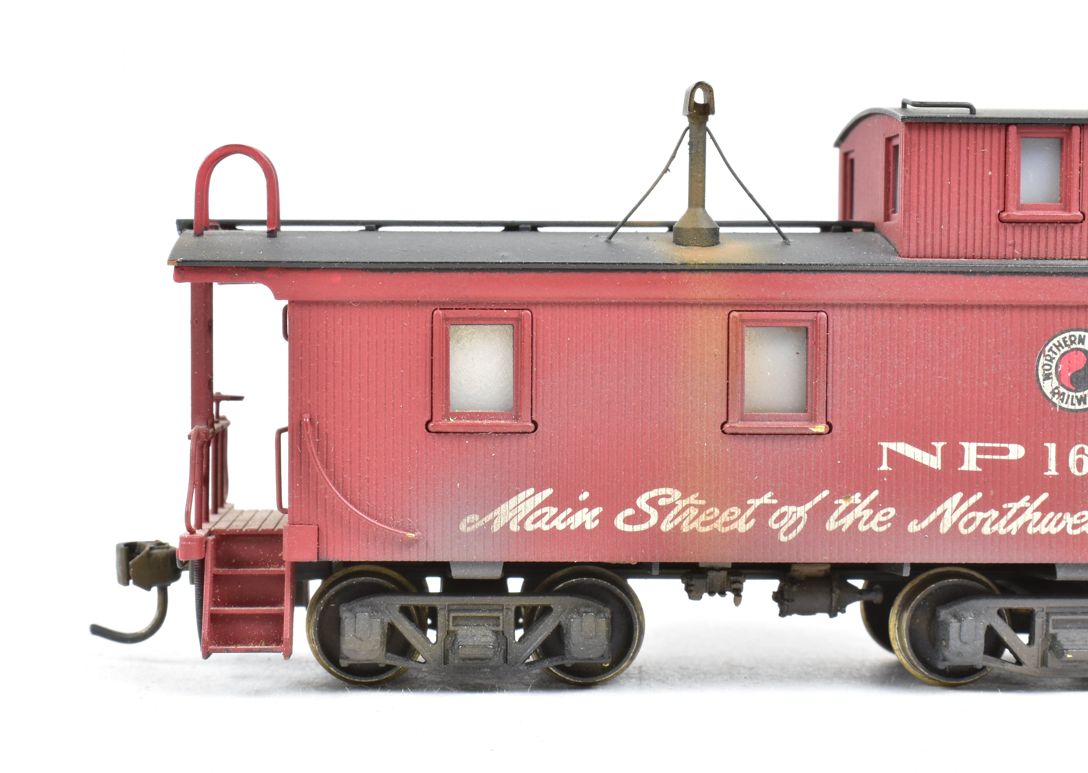 HO Scale Brass Model of NorthWest Short Line (NWSL) and Northern Pacific (NP) Wood Sided Caboose Custom Painted with Number 1611 for Model Train Enthusiasts