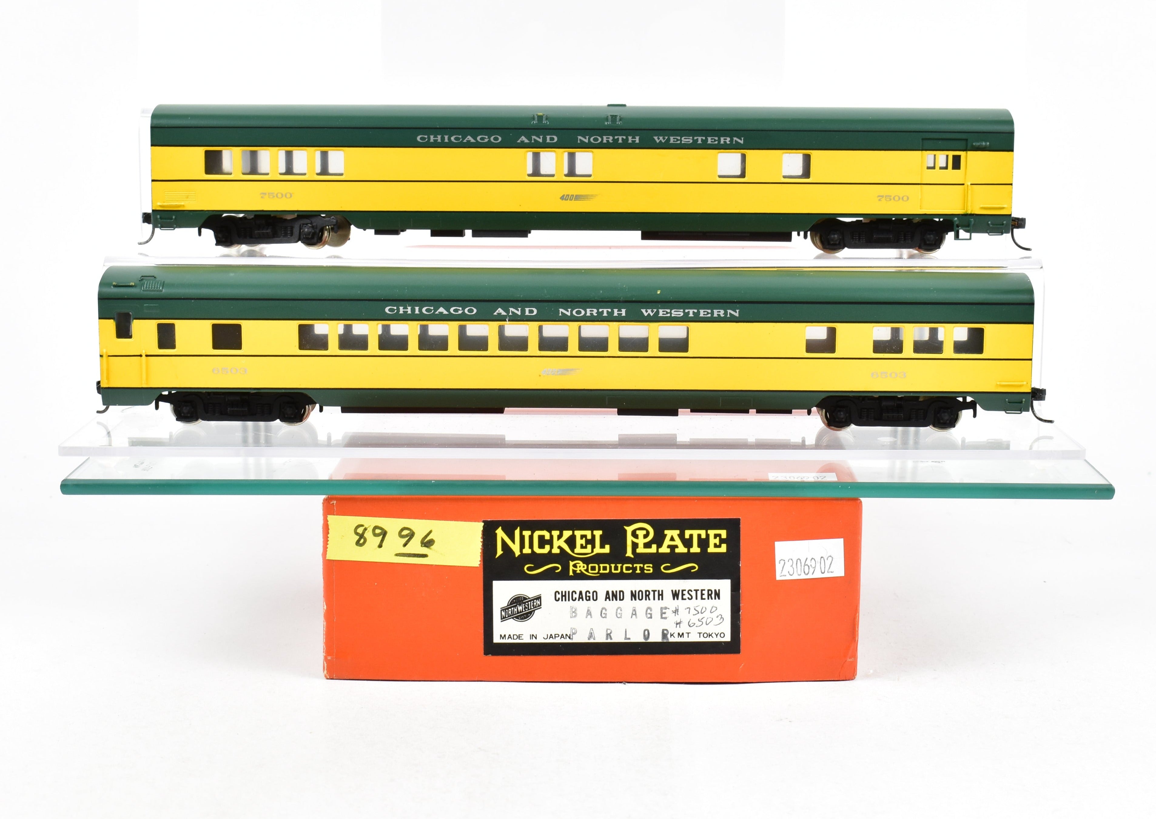 HO Brass NPP Nickel Plate 2-Car Baggage & Parlor Set Factory Painted C&NW