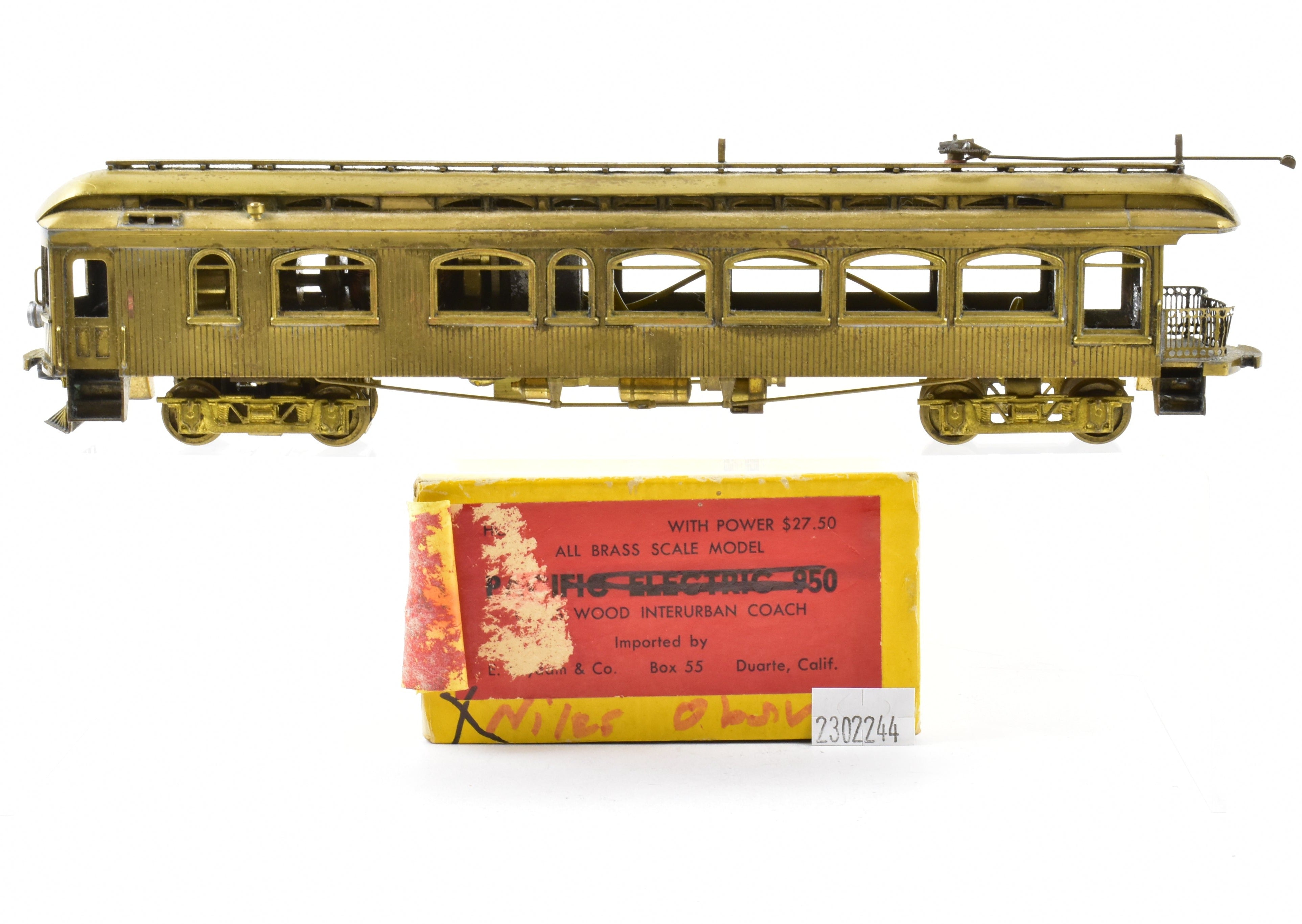 HO Scale Brass Suydam Oregon Electric Railway Niles Wood Interurban Parlor Observation Model with Non - Original Box Having Moderate Shelf Wear