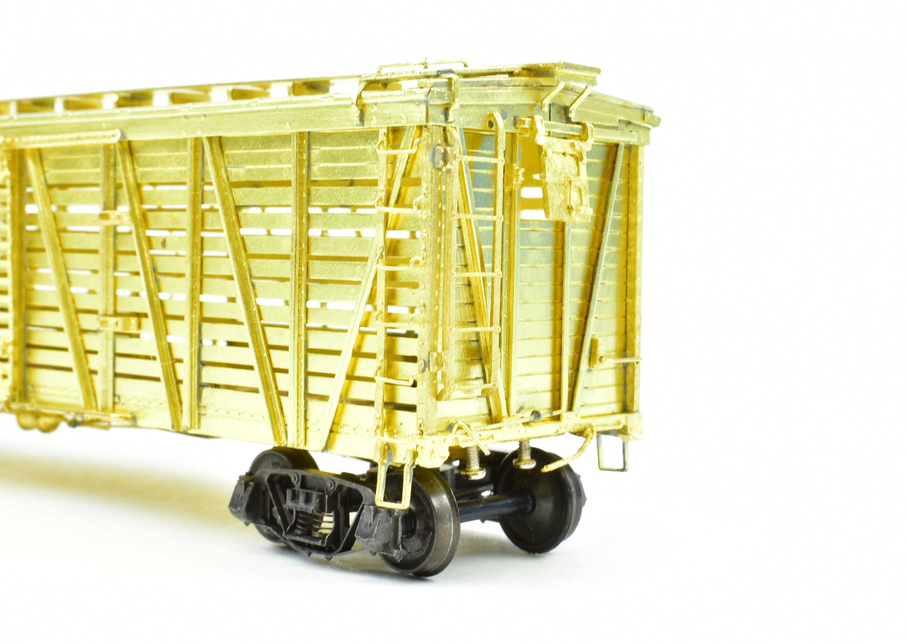 HO Scale Brass ATSF - Santa Fe Sk - R Stock Car with Kadee Replacement Trucks
