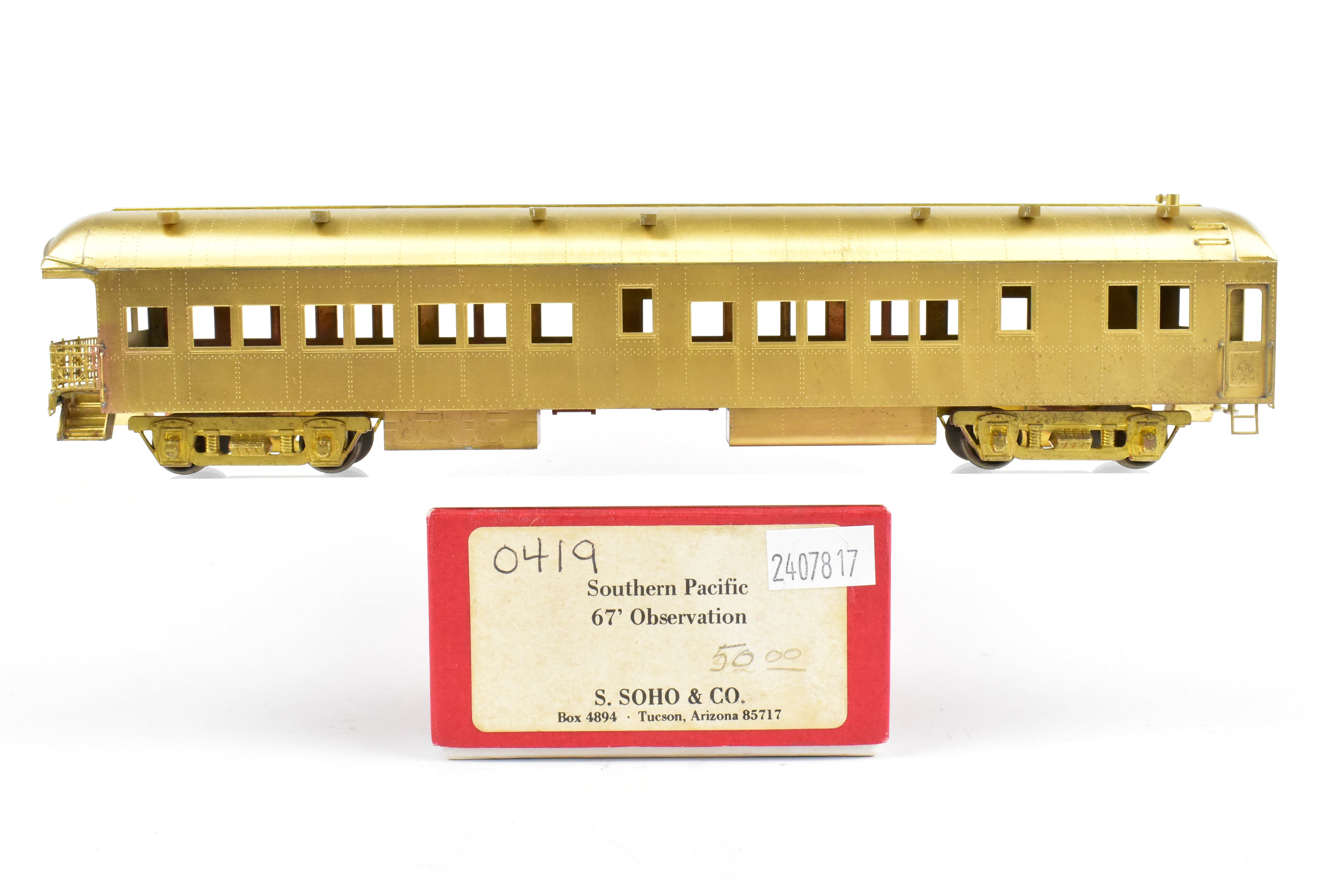 HO Scale Brass Model of Southern Pacific/T&NO (Texas & New Orleans) 67-Foot Observation and Business Car by Soho