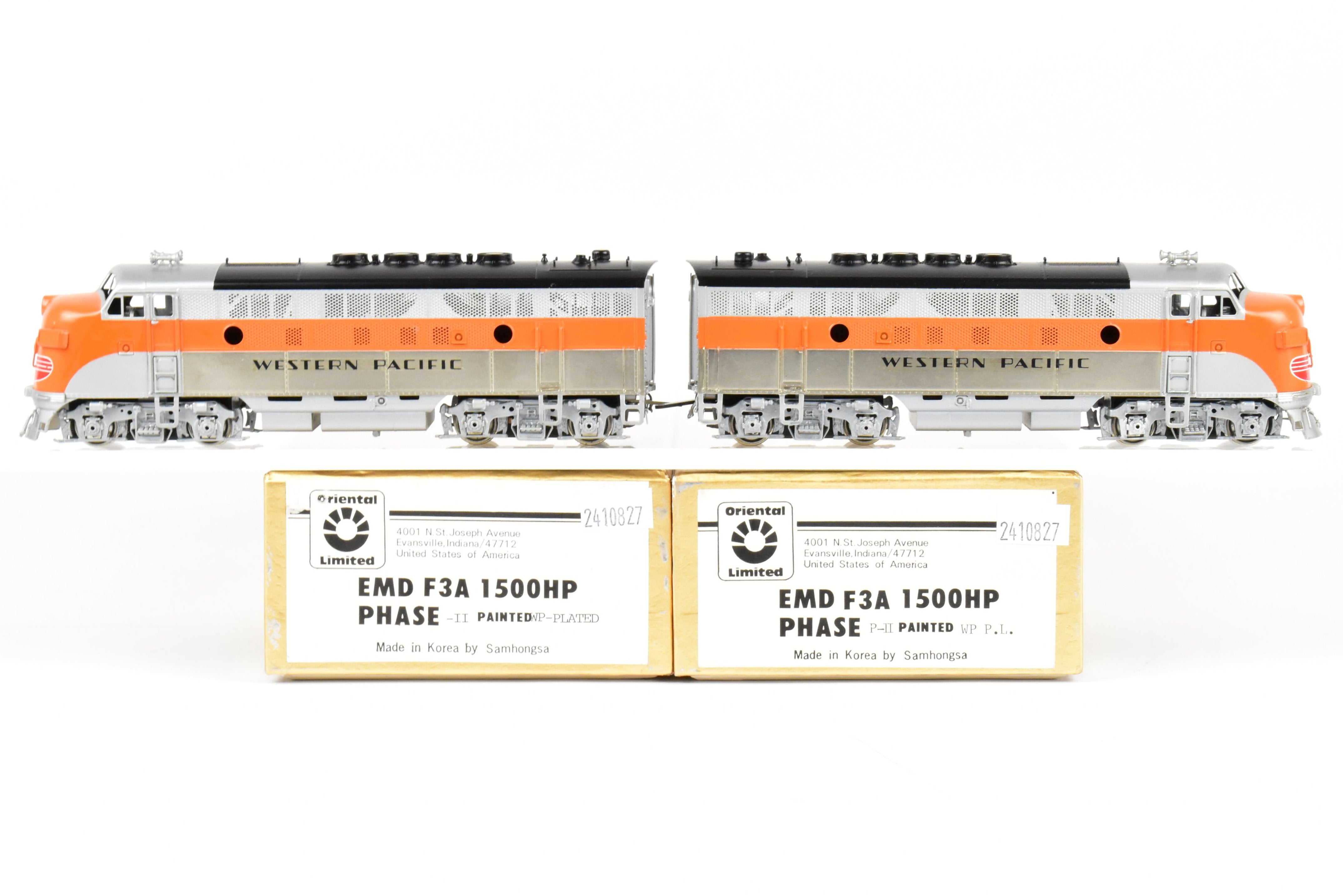 HO Brass Oriental Limited Western Pacific EMD F3A/F3A Phase II Set, 1500 HP, Factory Painted