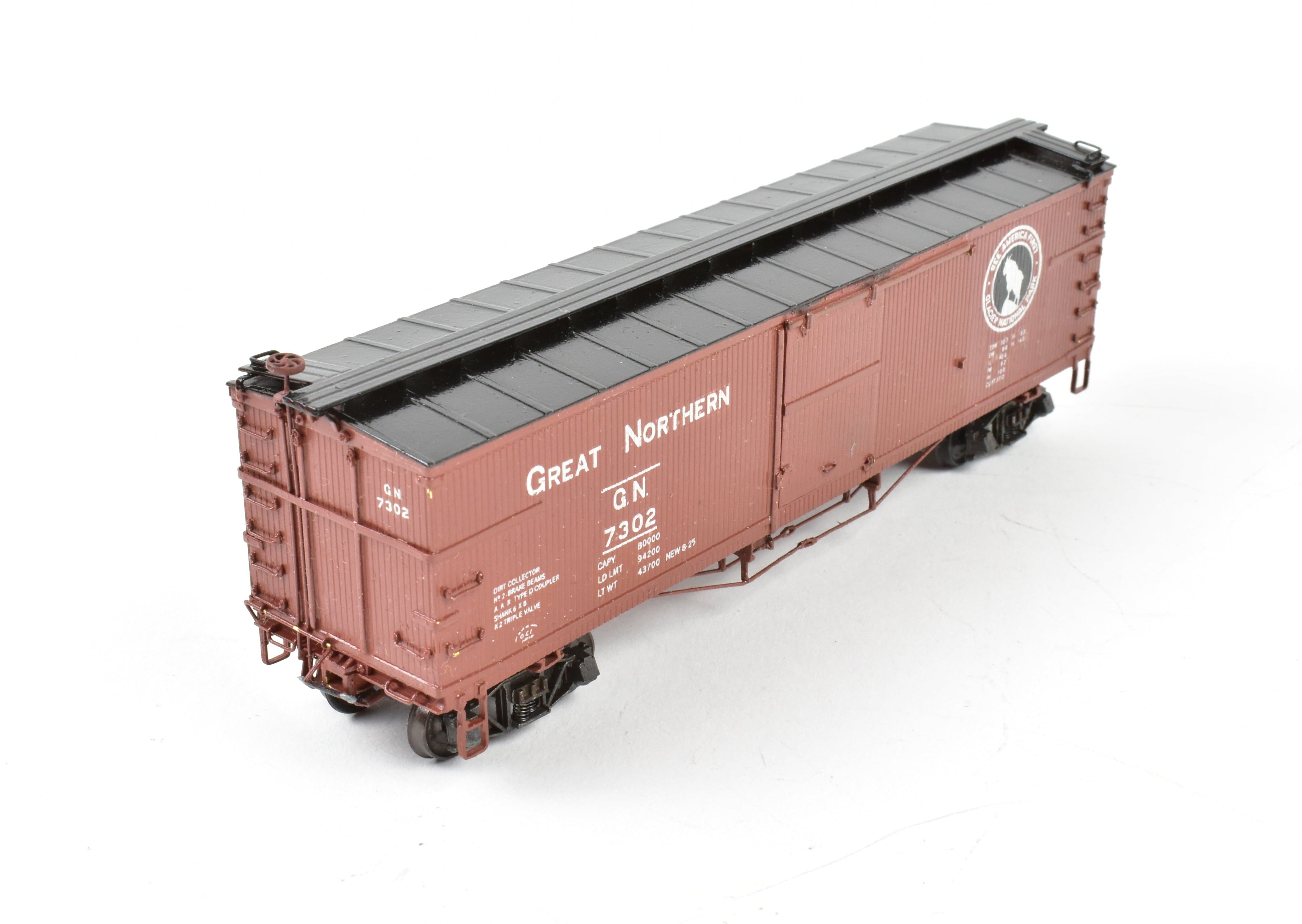 HO Scale Brass Nickel Plate Products (NPP) Great Northern (GN) 40-Foot Boxcar with AB Brake System, Custom Painted Model No. 7302